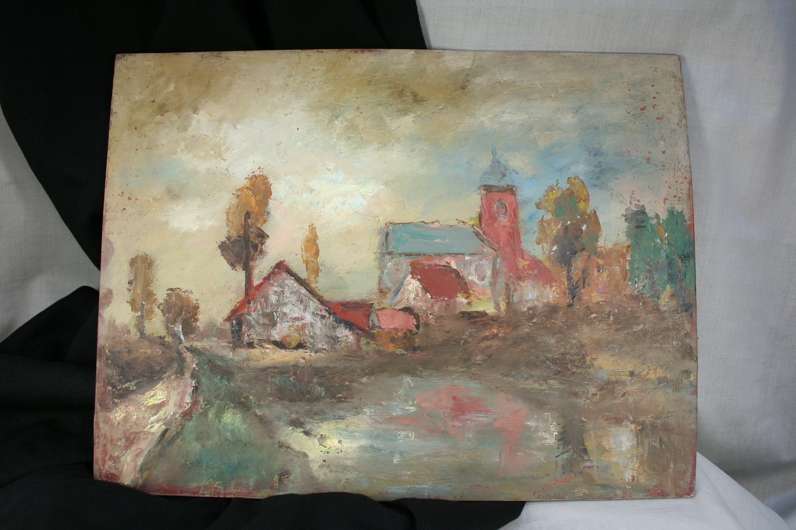 Antiques - OIL ON TABLEX. IMPRESSIONISTIC.