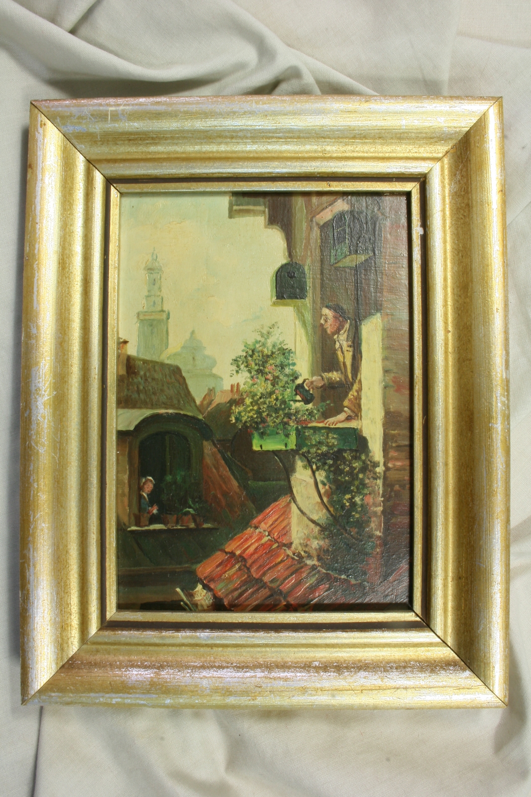 Antiques - OIL ON CARDBOARD. MINIATURE. H. P. CAPS. S.XX