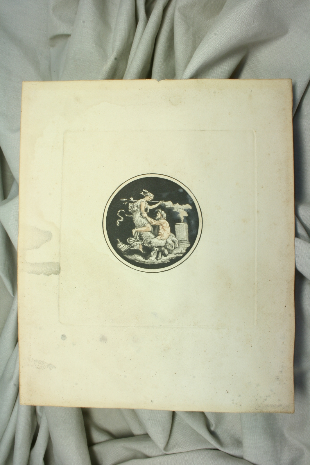Antiques - PAN GOD ENGRAVED WITH NINFA. MYTHOLOGY. S.XIX. (T)