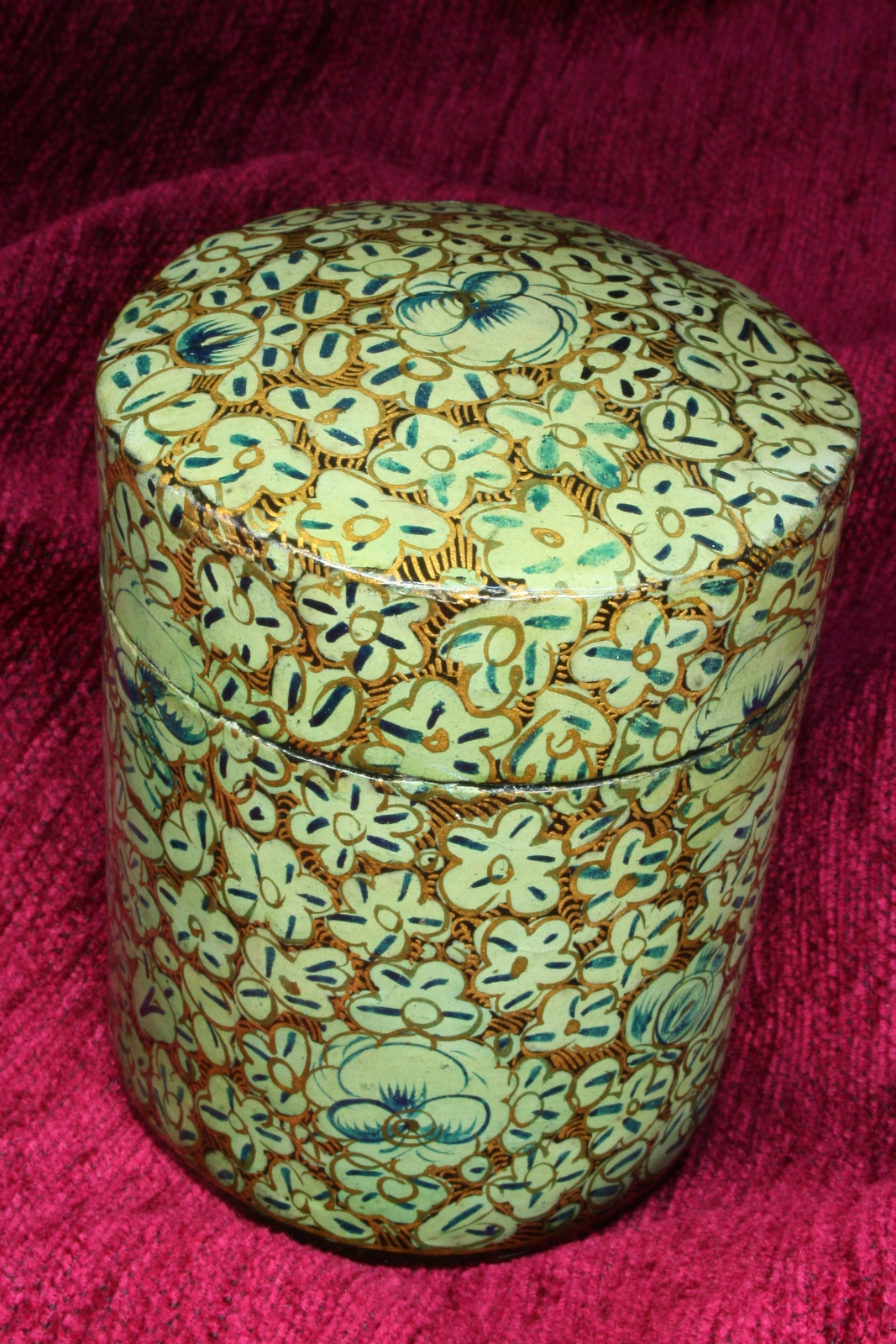 Antiguedades - CAJA REDONDA PAPEL MACHÉ. S.XX. (T)