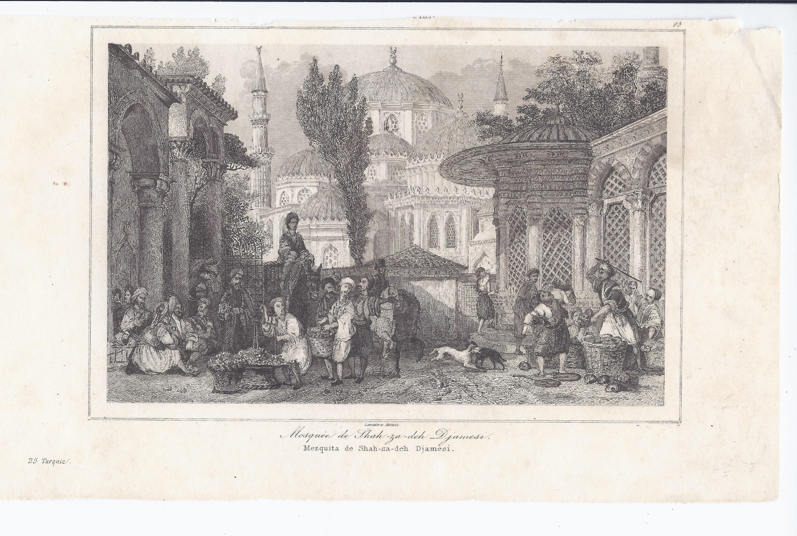 Antiguedades - GRABADO MEZQUITA DE SHAH - ZA - DEH DJAMESI. CONSTANTINOPLA. TURQUÍA