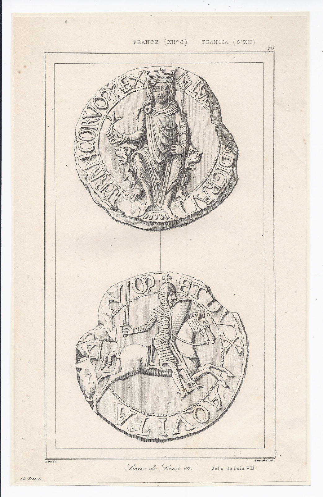 Antiguedades - GRABADO SELLO LUIS VII. S.XIX. 
