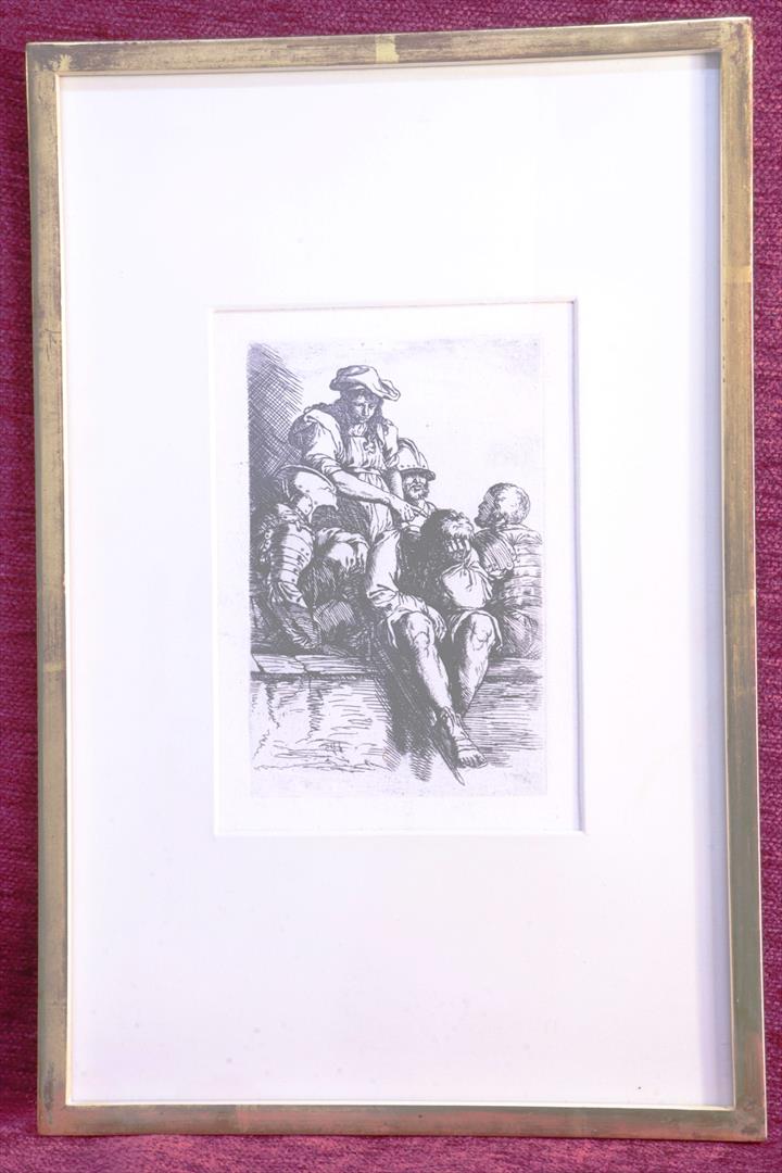 Antiguedades - GRABADO SERIE FIGURINES. PERSONAJES Y GUERREROS ACUSANDO A OTRO. SALVATOR ROSA. (T)