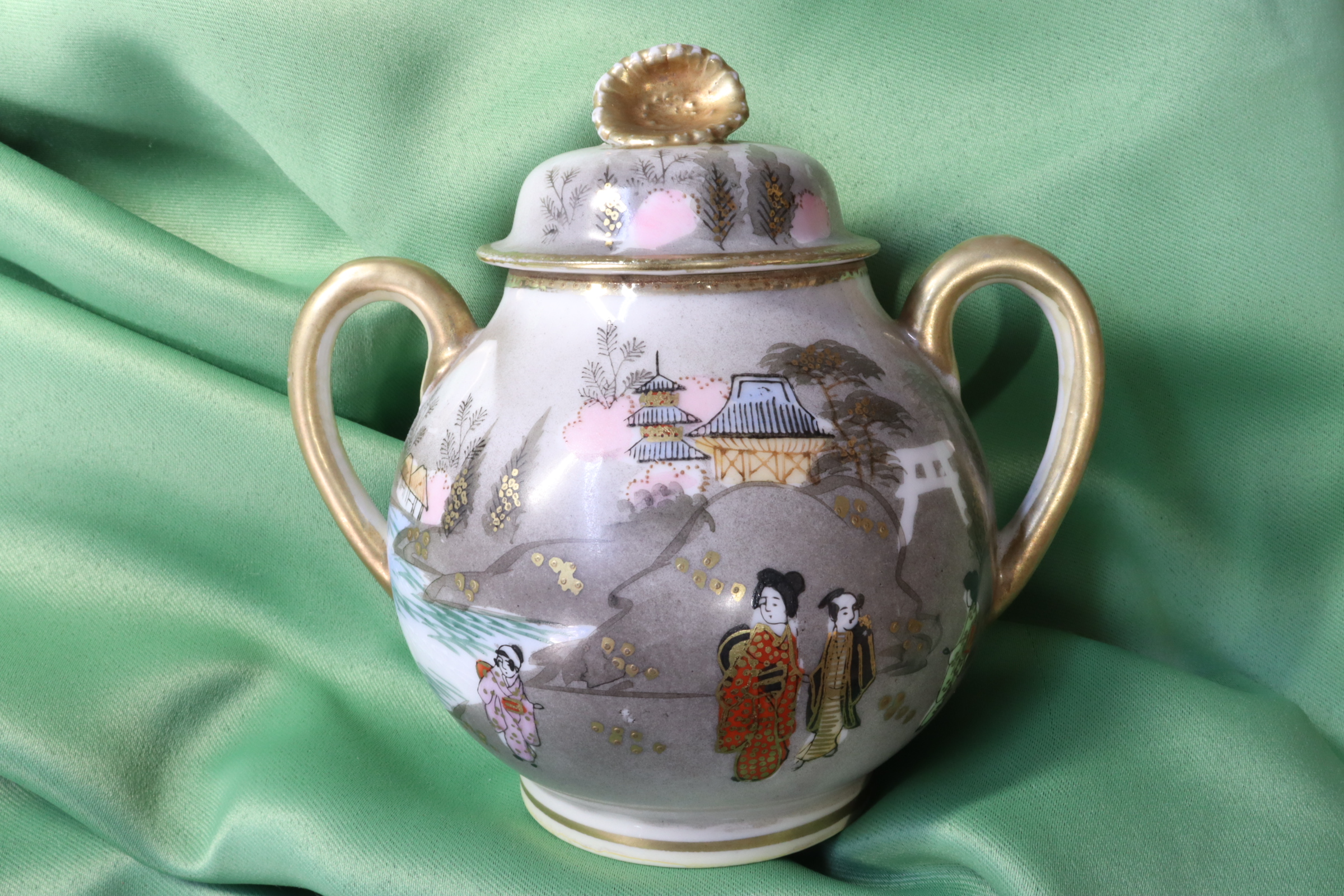 Antiguedades - AZUCARERO JAPONÉS PORCELANA. KUTANI. SHOWA.