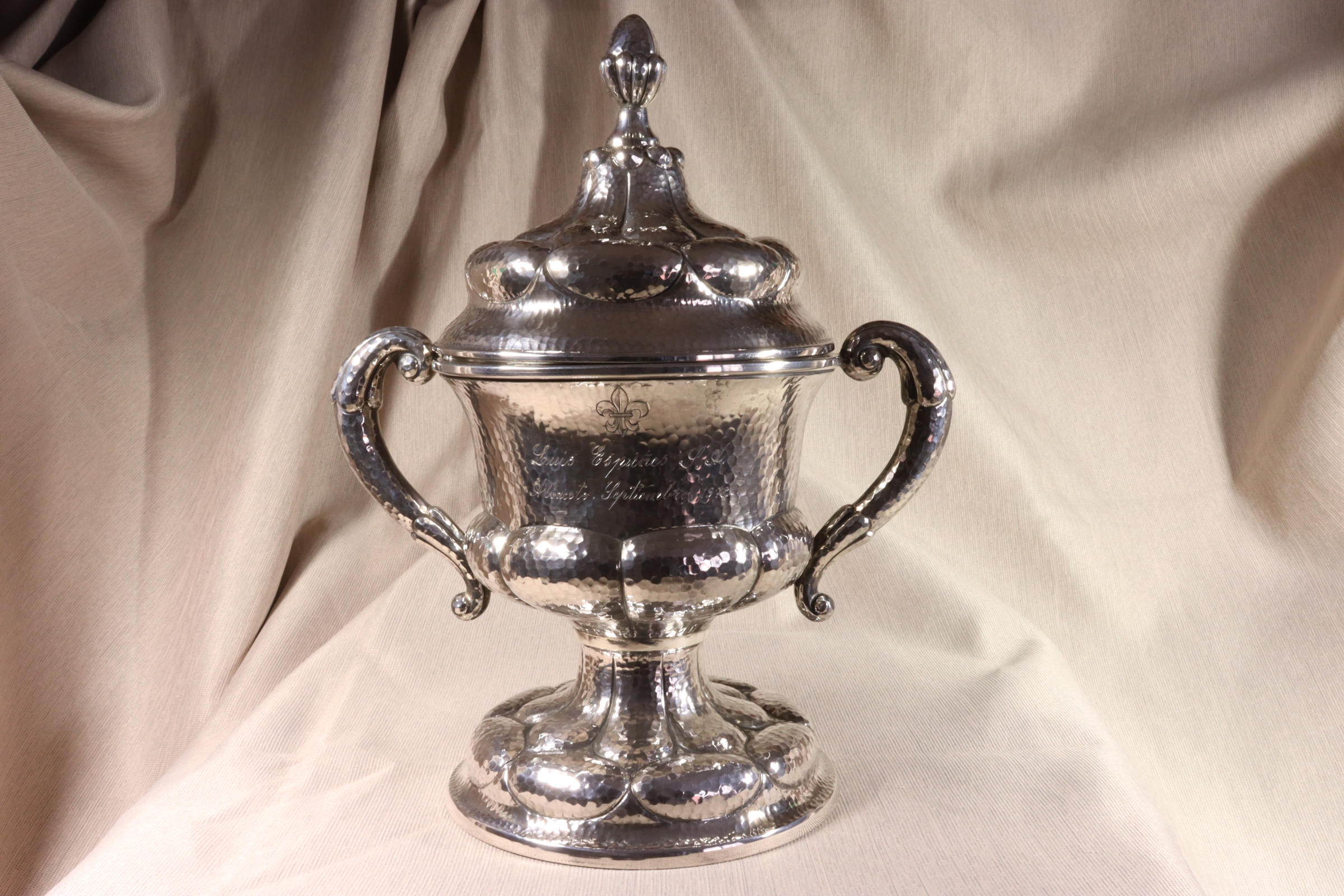 Antiques - SILVER CUP WITH LID. LUIS ESPUÑES. 1972