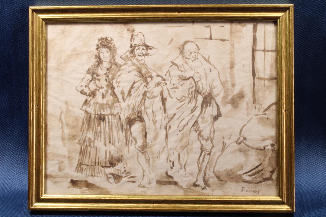 Antiguedades - DIBUJO AGUADA TIPOS POPULARES DE MADRID. E. LUCAS VELÁZQUEZ. (T)