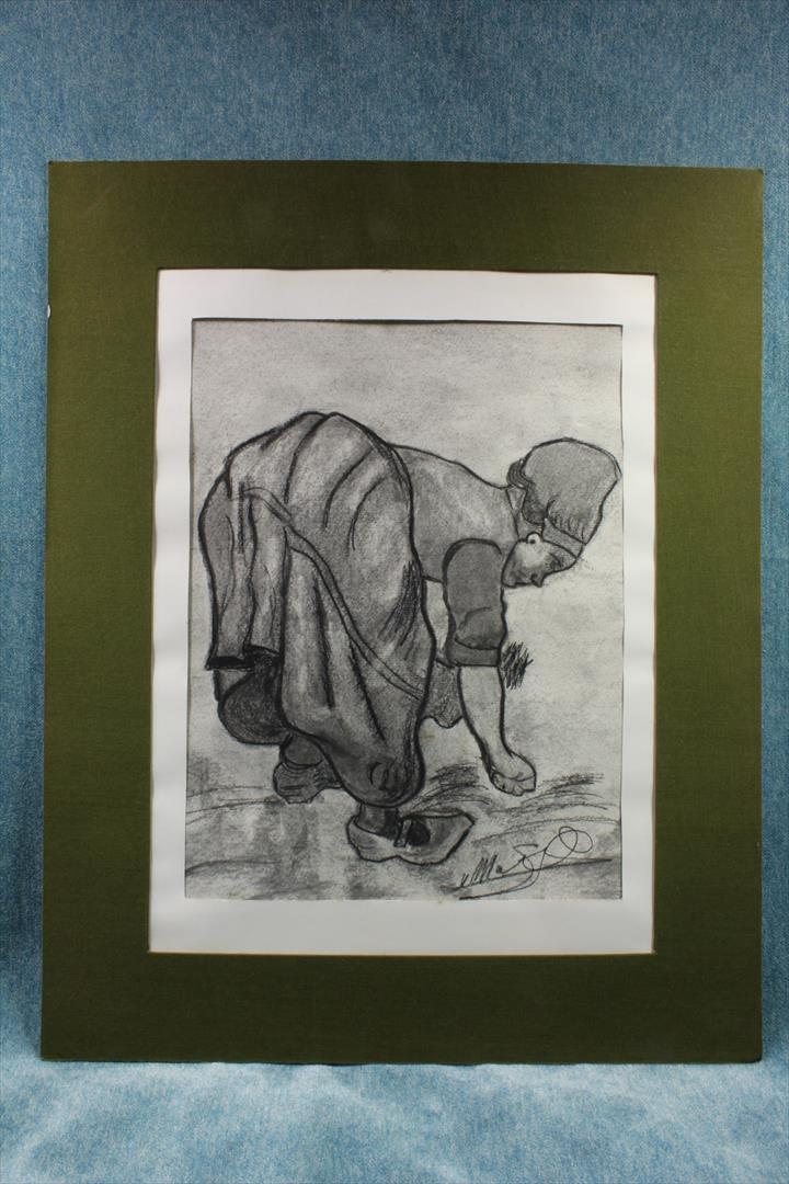 Antiguedades - DIBUJO HUERTANA AGACHADA. SEGUIDOR VAN GOGH. (T)