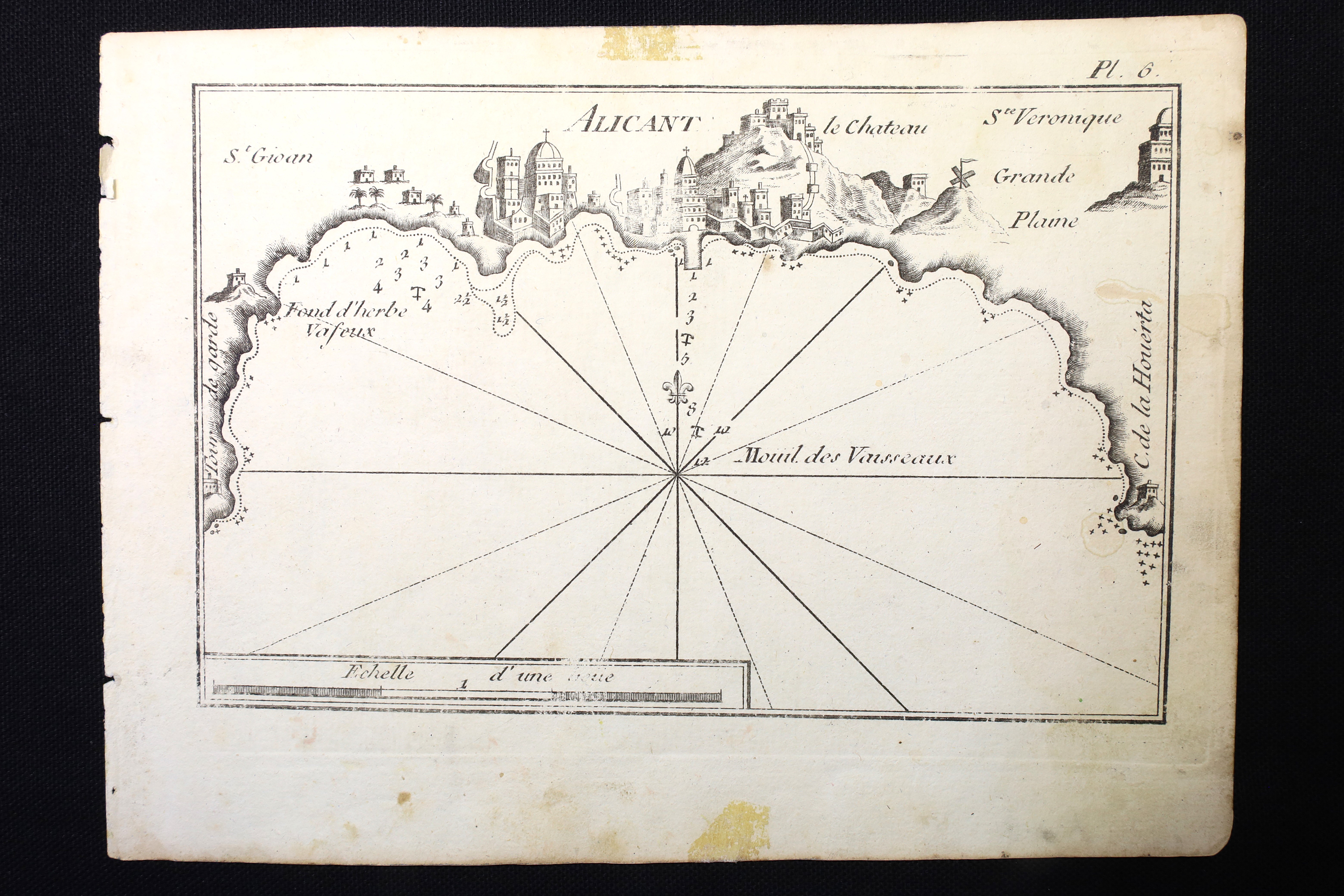 Antiques - ENGRAVING ALICANTE. NAUTICAL CHARTER. S.XVIII (3)