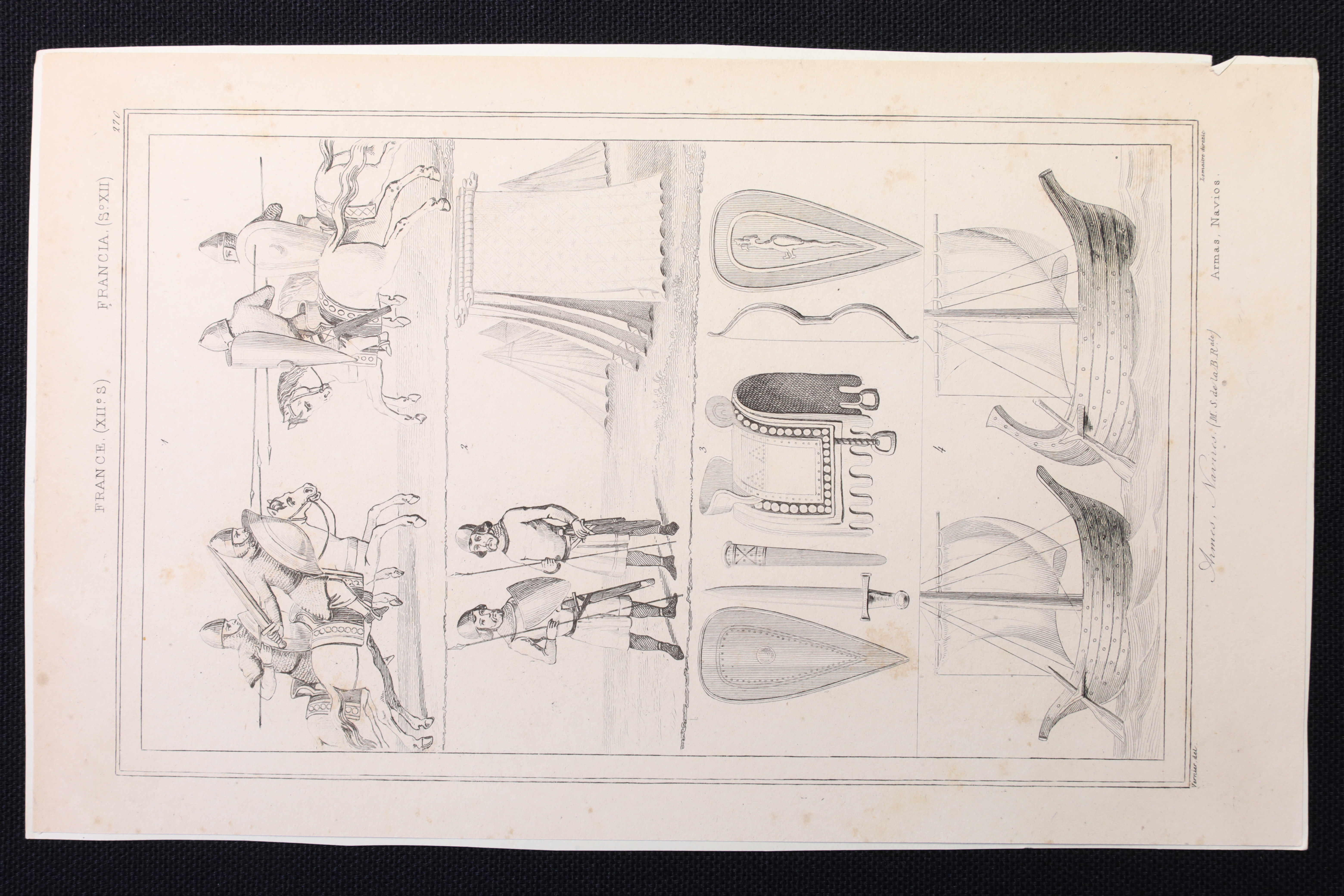 Antiques - ENGRAVING ARMS AND FRENCH SHIPS IN S.XII.