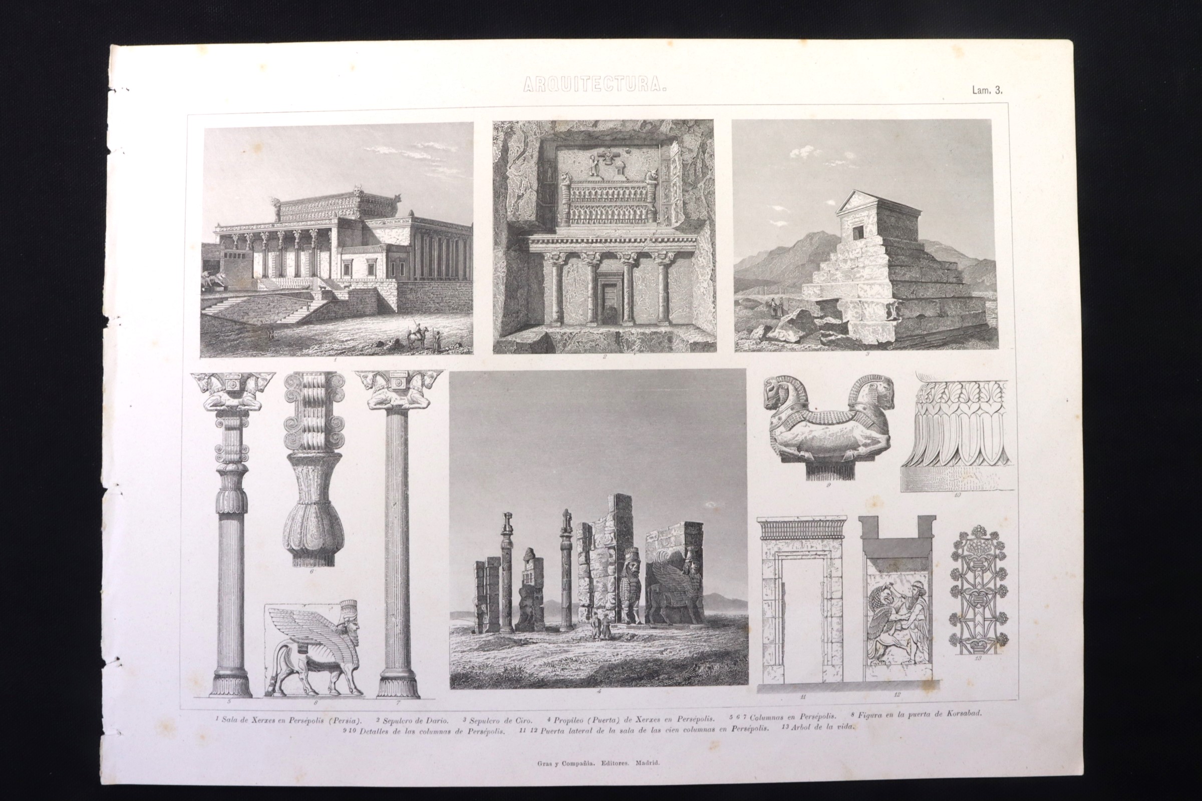 Antiques - ENGRAVING ARCHITECTURE 2 GRAS. PERSEPOLIS. PERSIA.