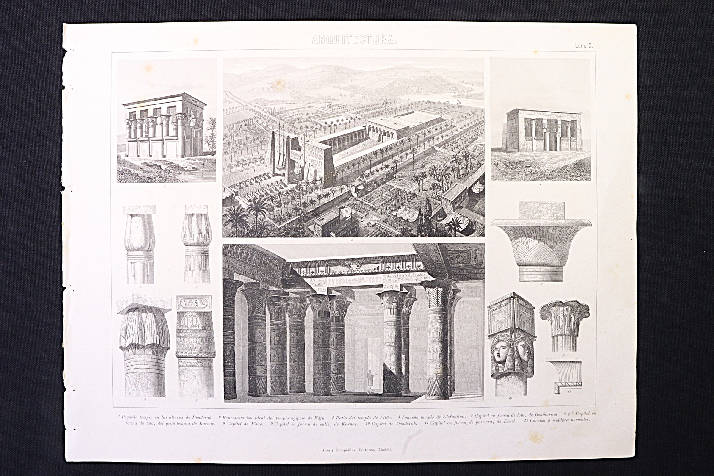 Antiques - ENGRAVING ARCHITECTURE 2 GRAS. EDFU TEMPLE, KARNAC, ELEPHANTINE, ETC.