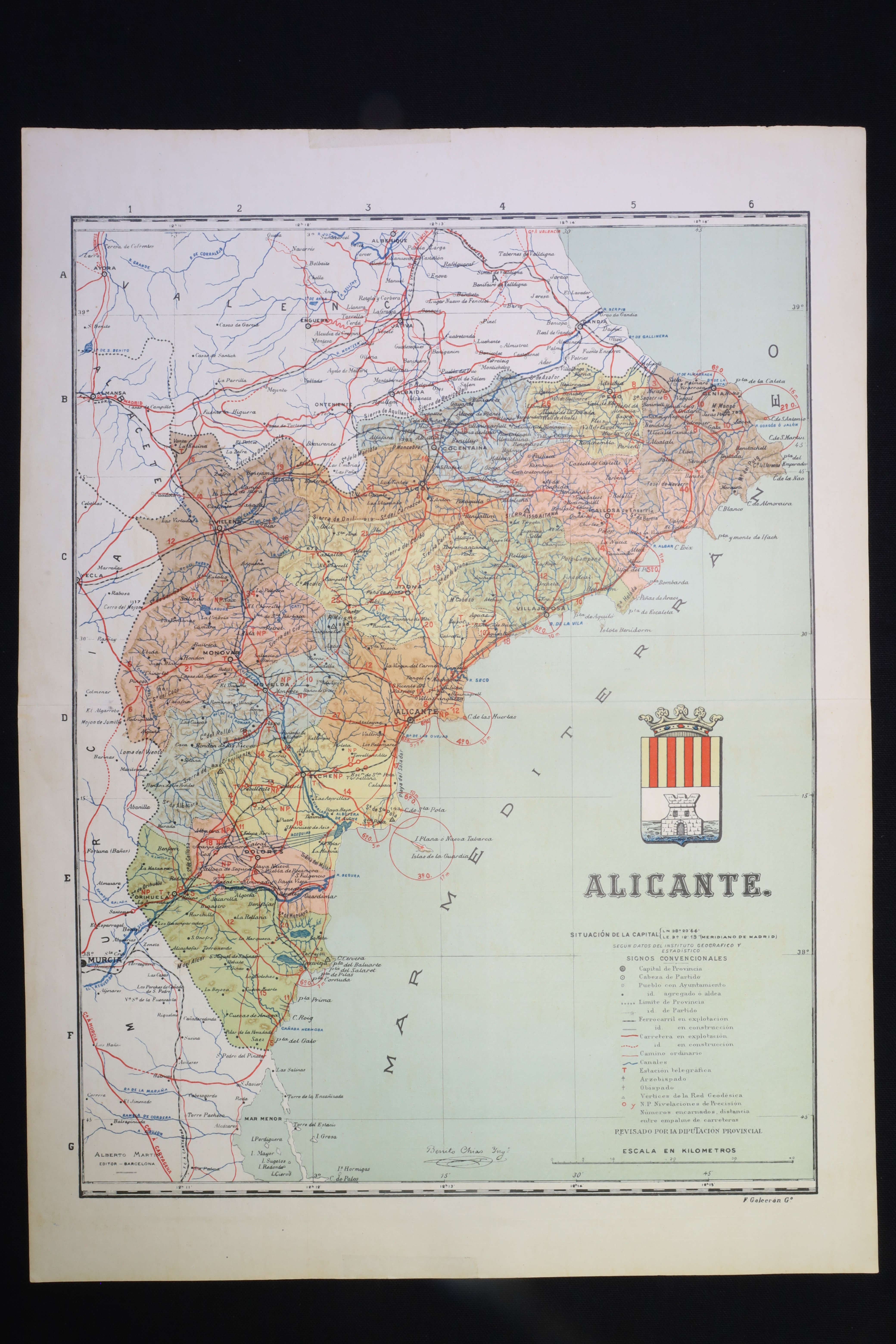 Antiguedades - GRABADO. ATLAS MAPA DE LA PROVINCIA DE ALICANTE. B. CHÍAS. (T)