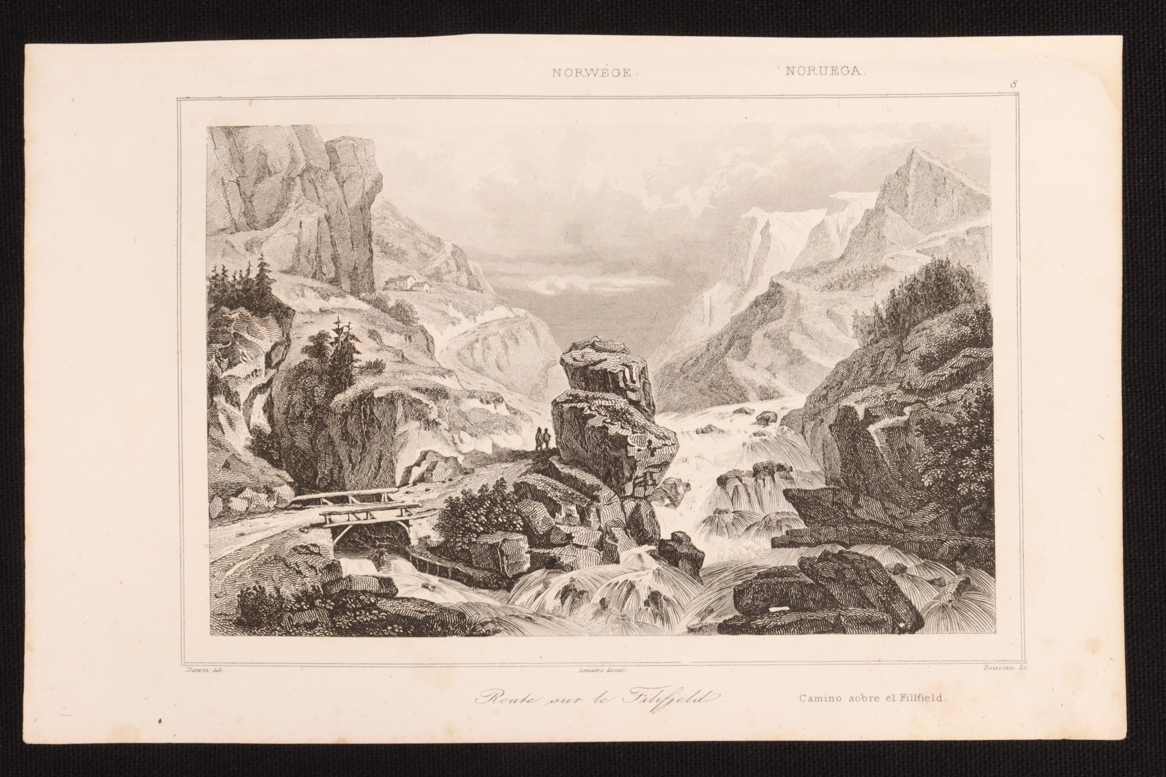 Antiguedades - GRABADO CAMINO SOBRE EL FILLFIELD. NORUEGA.