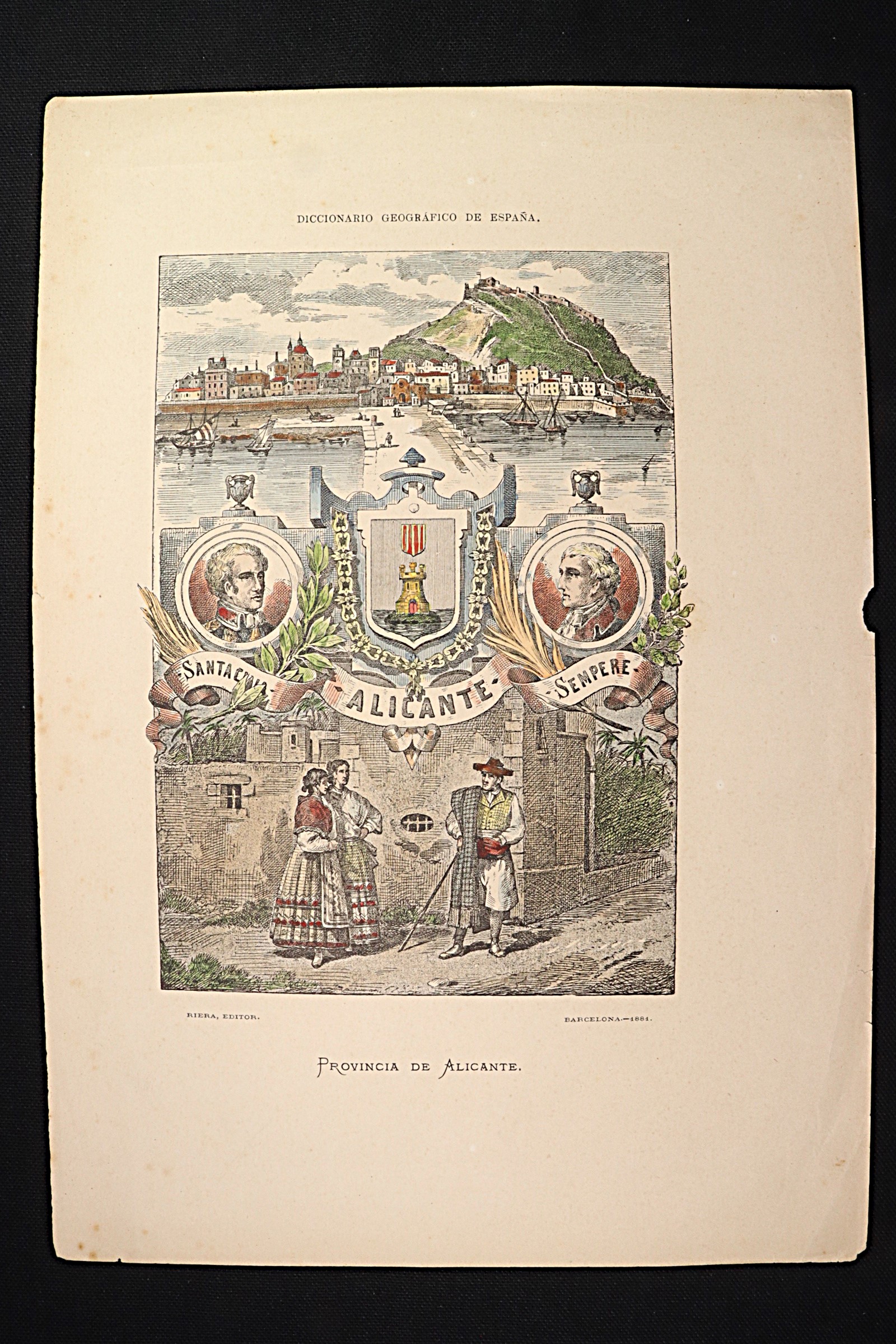 Antiques - ENGRAVED SHIELD AND CHARACTERS OF THE PROVINCE OF ALICANTE. RIERA.