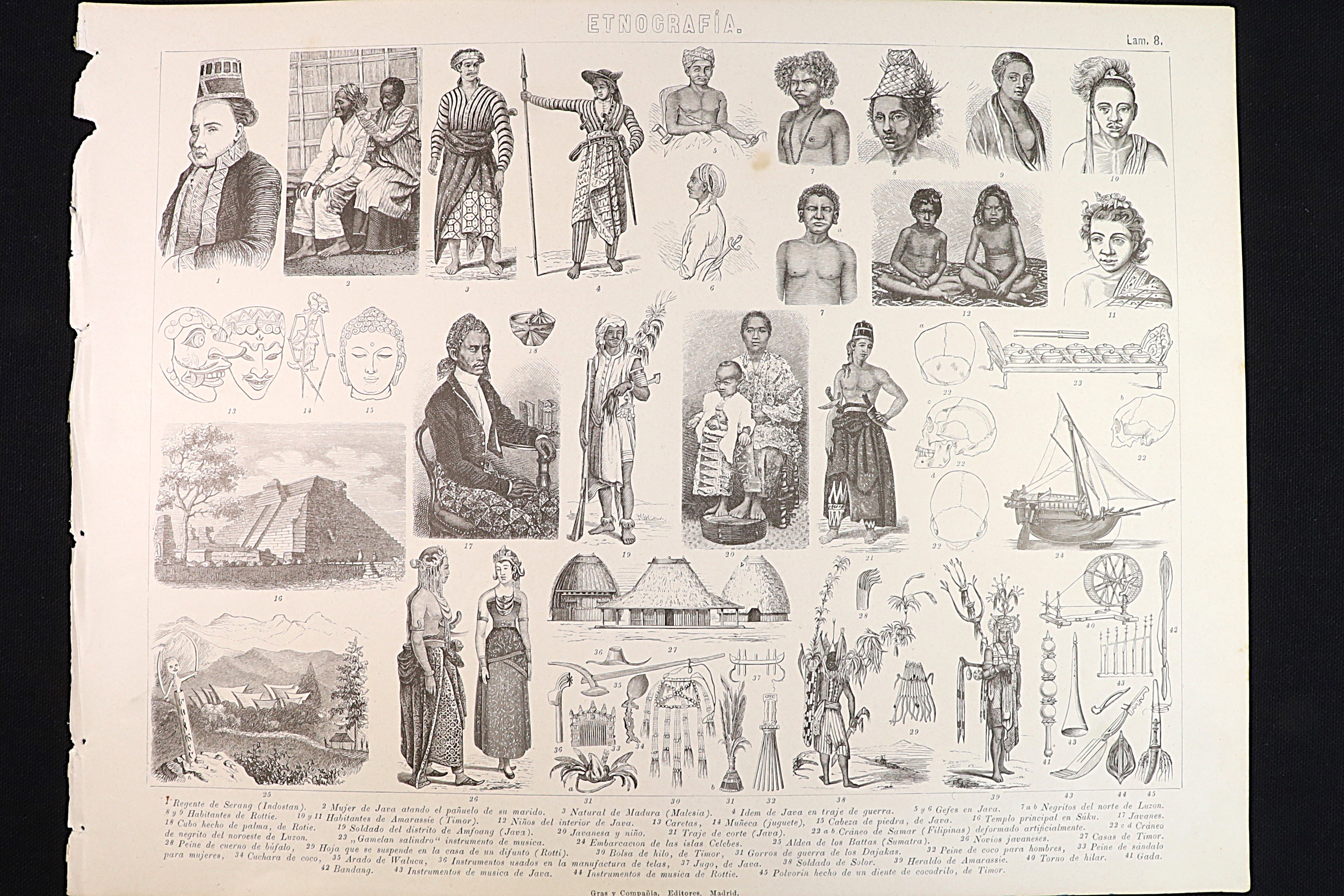 Antiques of ethnography print 8 sumatra philippines timor