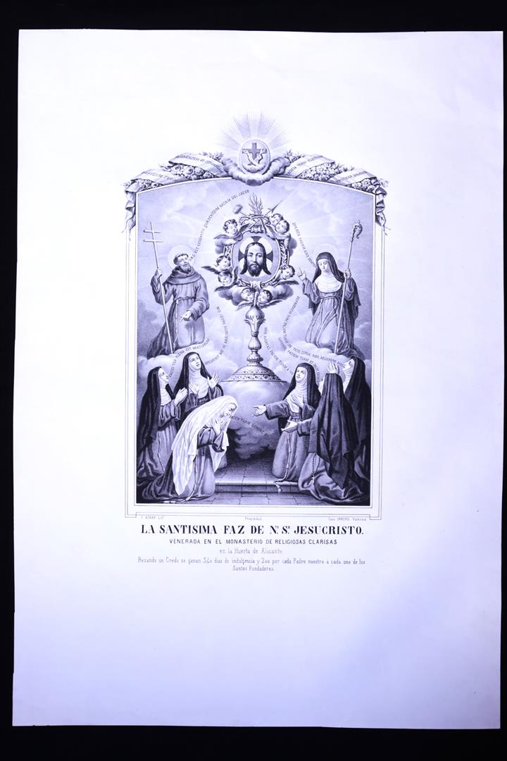Antiguedades - GRABADO LITOGRAFÍA. LA SANTÍSIMA FAZ DE NUESTRO SEÑOR JESUCRISTO. (T)