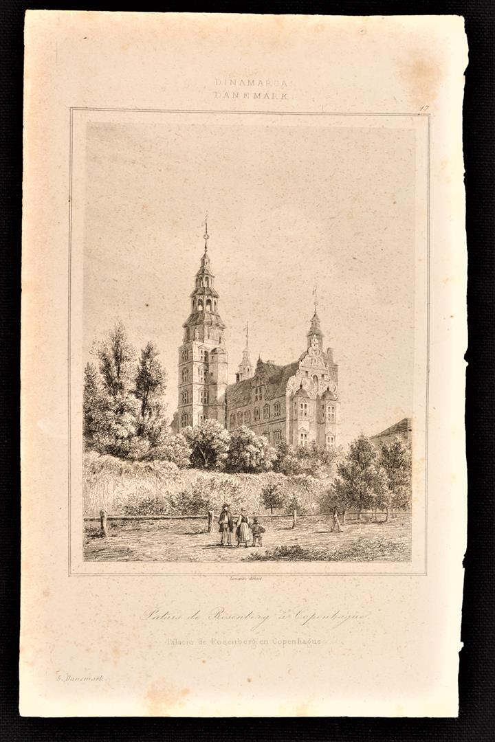 Antiguedades - GRABADO PALACIO DE ROSENBERG EN COPENHAGUE. (T)