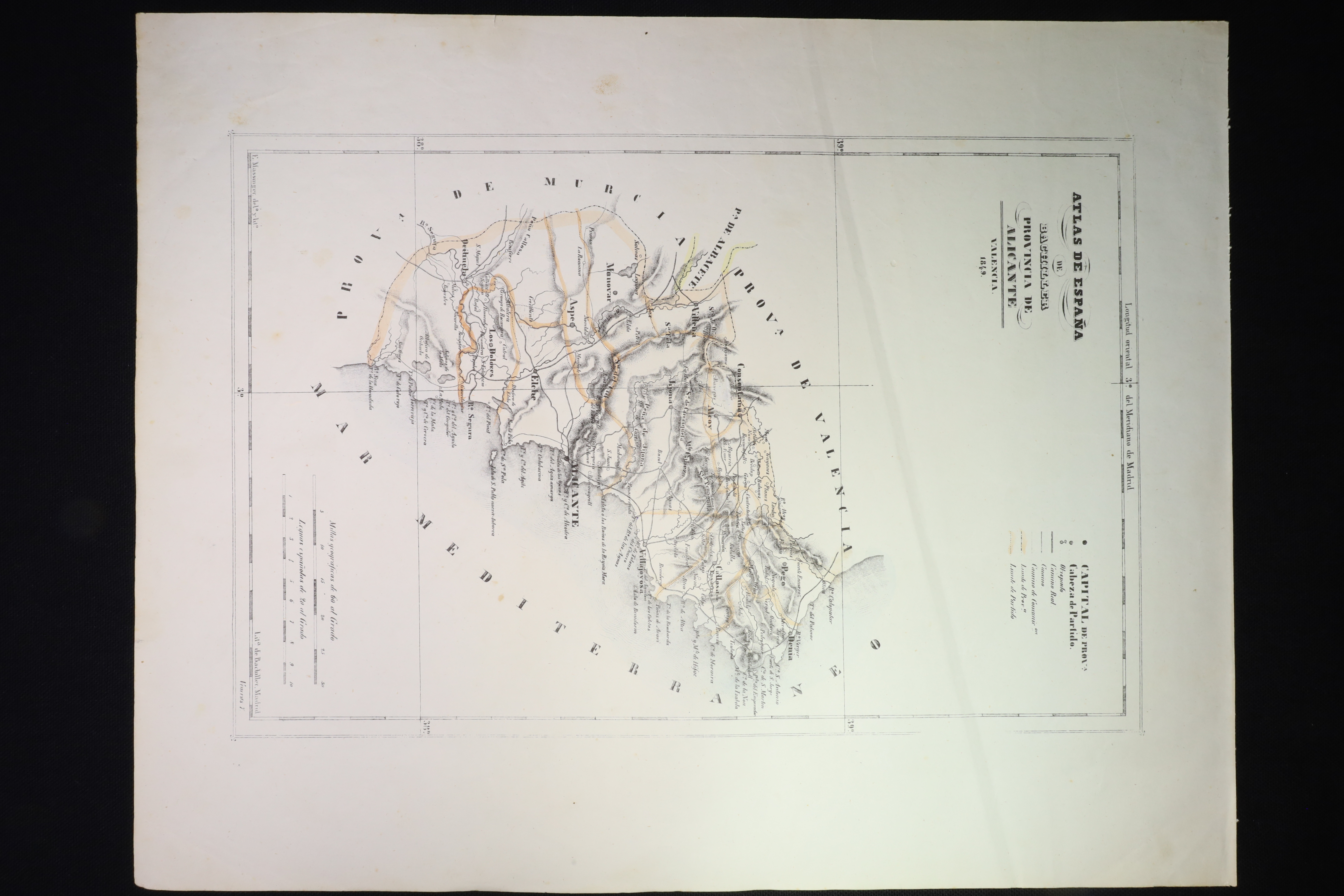 Antiques - ENGRAVING PROVINCE OF ALICANTE. BACHILLER. ATLAS OF SPAIN. 1849