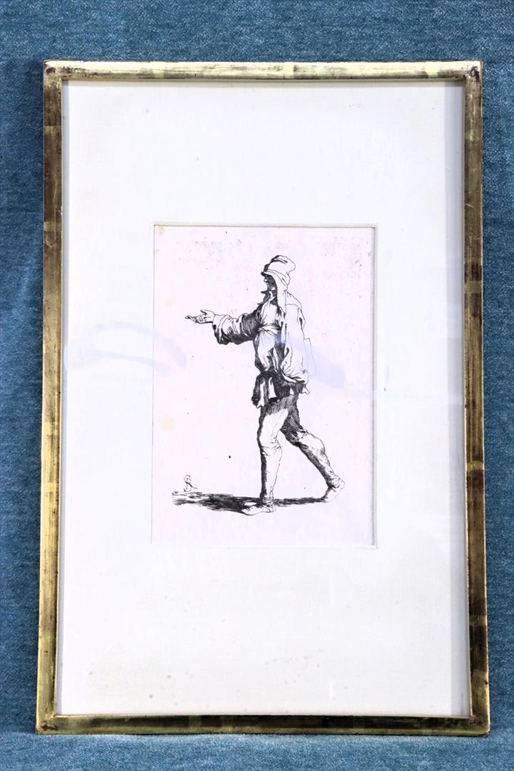 Antiguedades - GRABADO SERIE FIGURINES. PERSONAJE CON DOCUMENTOS. SALVATOR ROSA (1615-1673). (T)