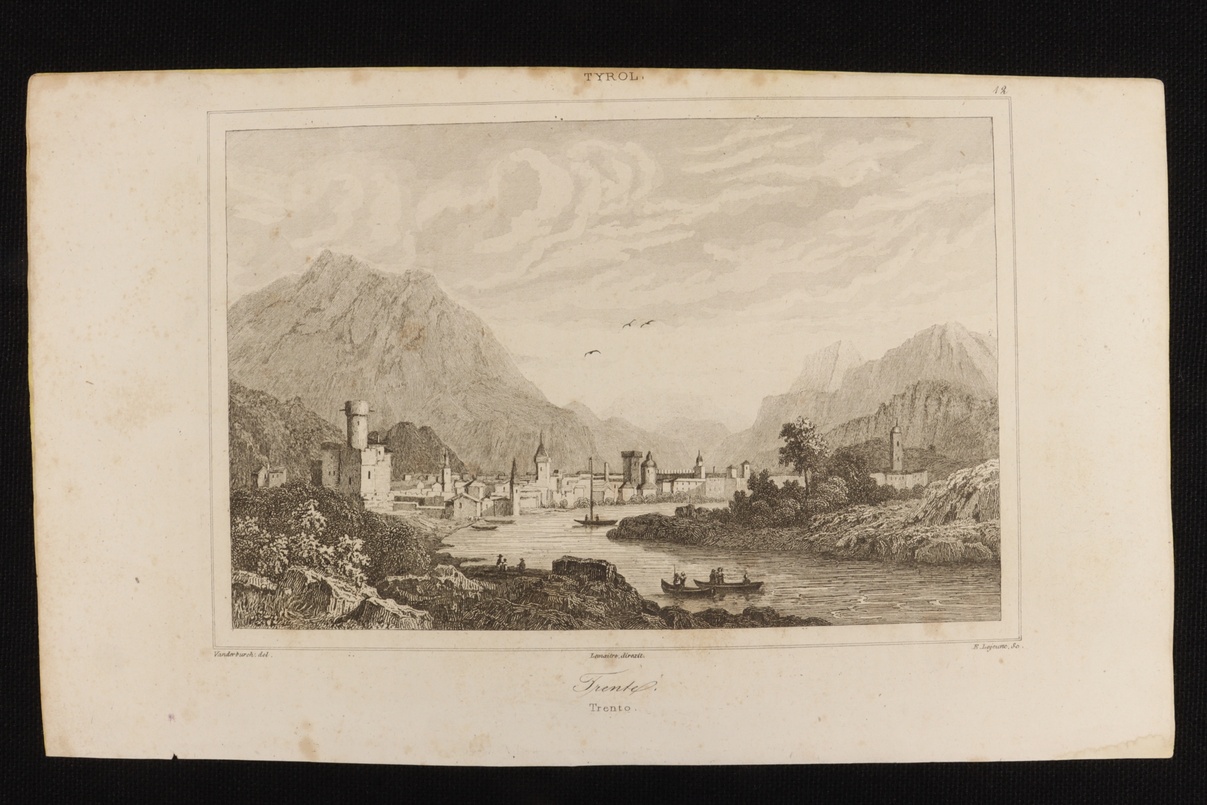 Antiguedades - GRABADO TRENTO. TIROL. ITALIA. S.XIX (T)