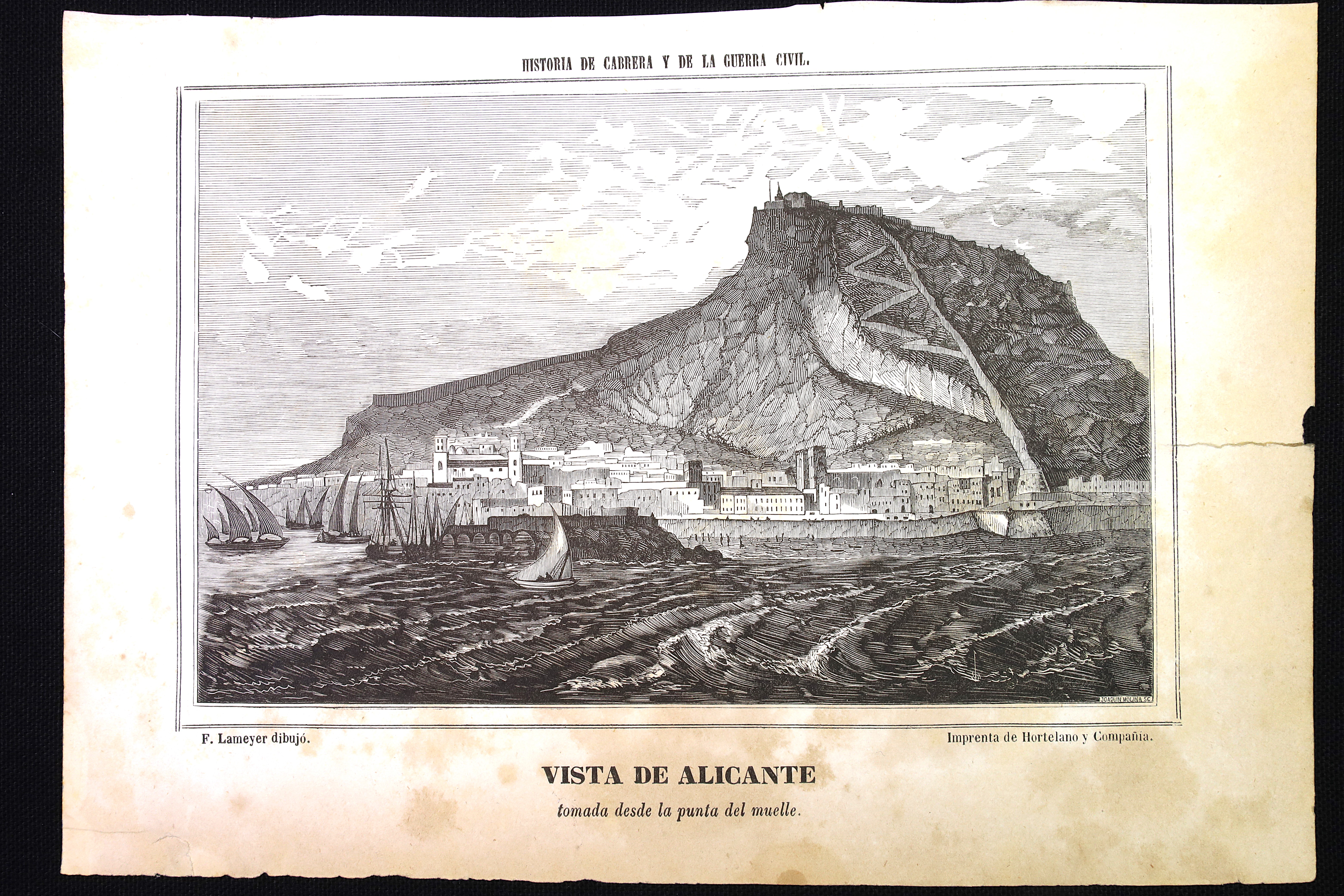 Antiques - ENGRAVING VIEW OF ALICANTE FROM THE DOCK F. LAMEYER. S.XIX