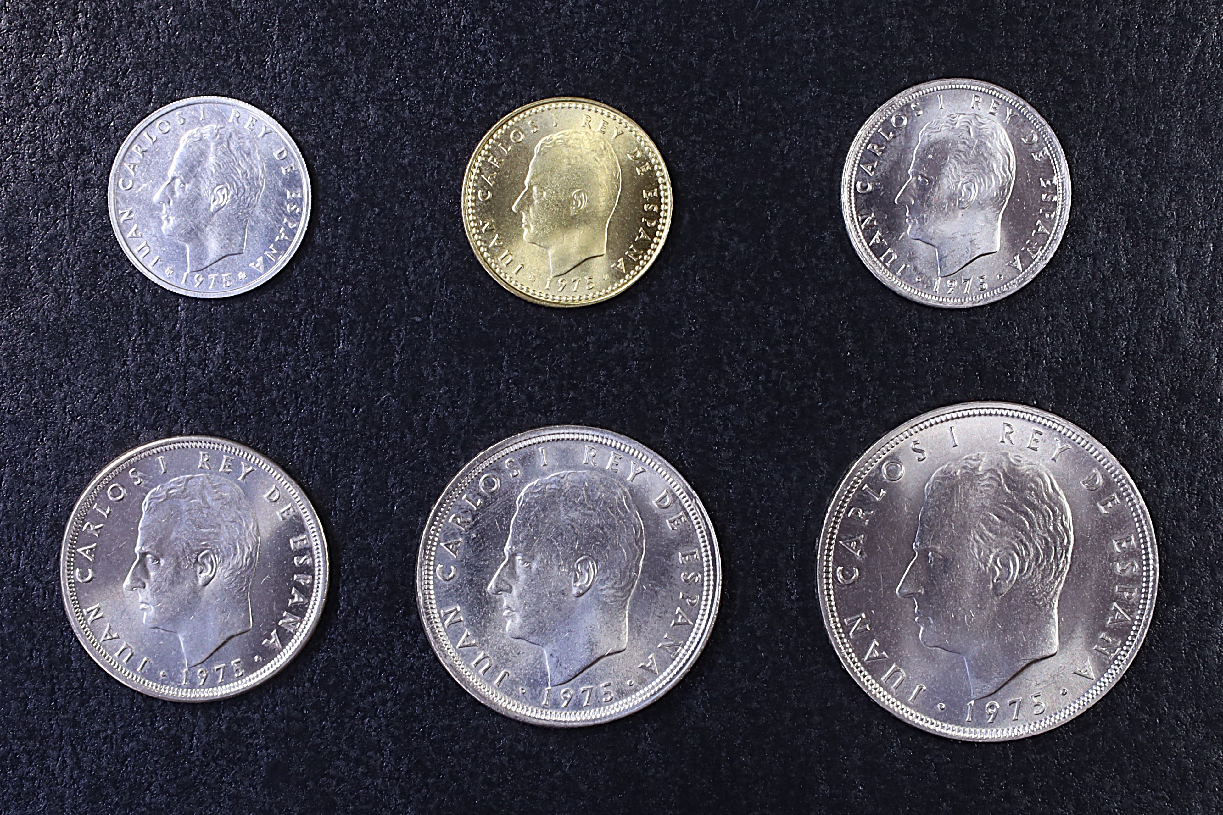 Antiques of franco coins set ordered by their value uncirculated