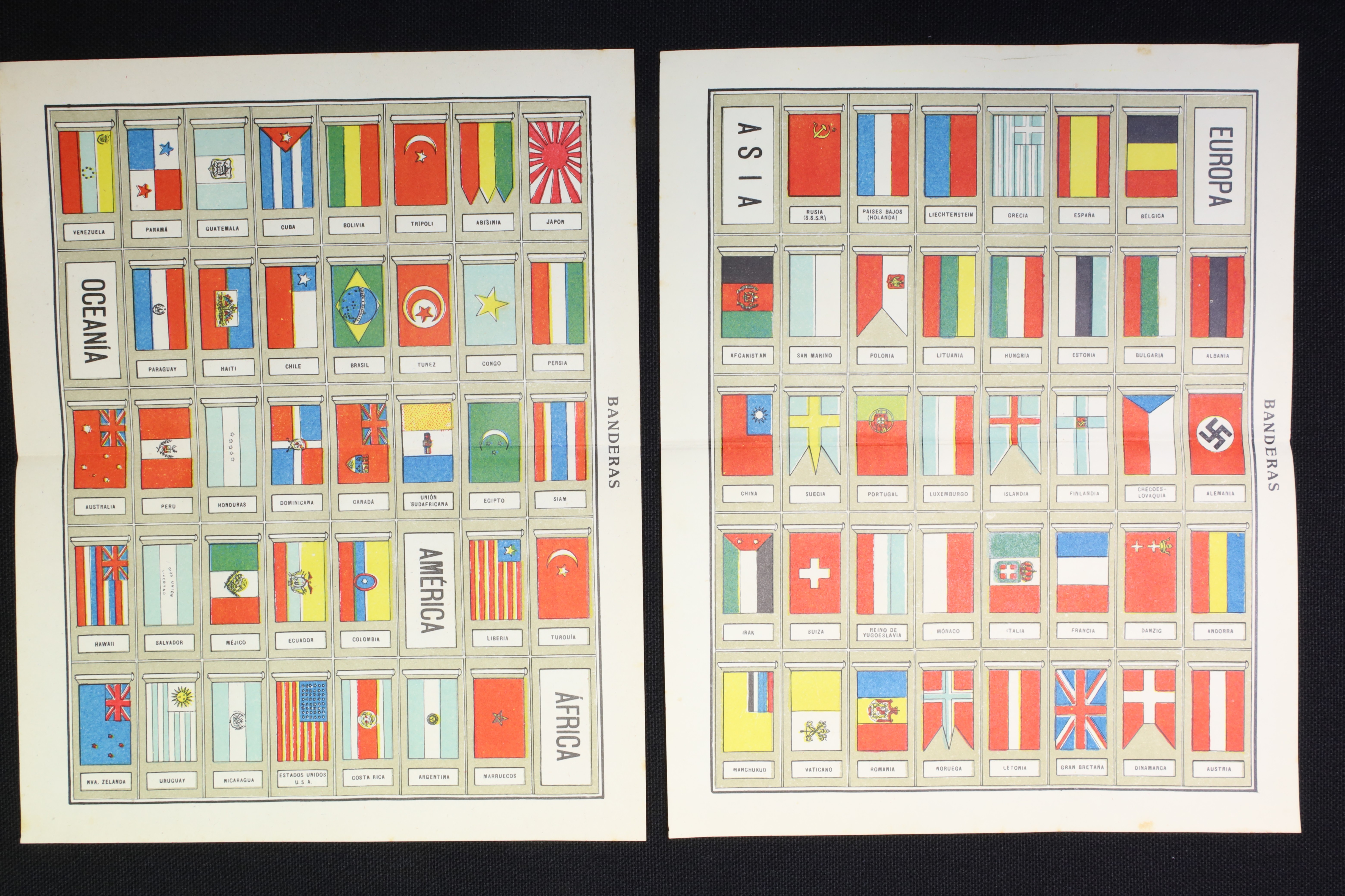 Antiguedades - LÁMINAS BANDERAS DEL MUNDO. PALUZIE. 1942