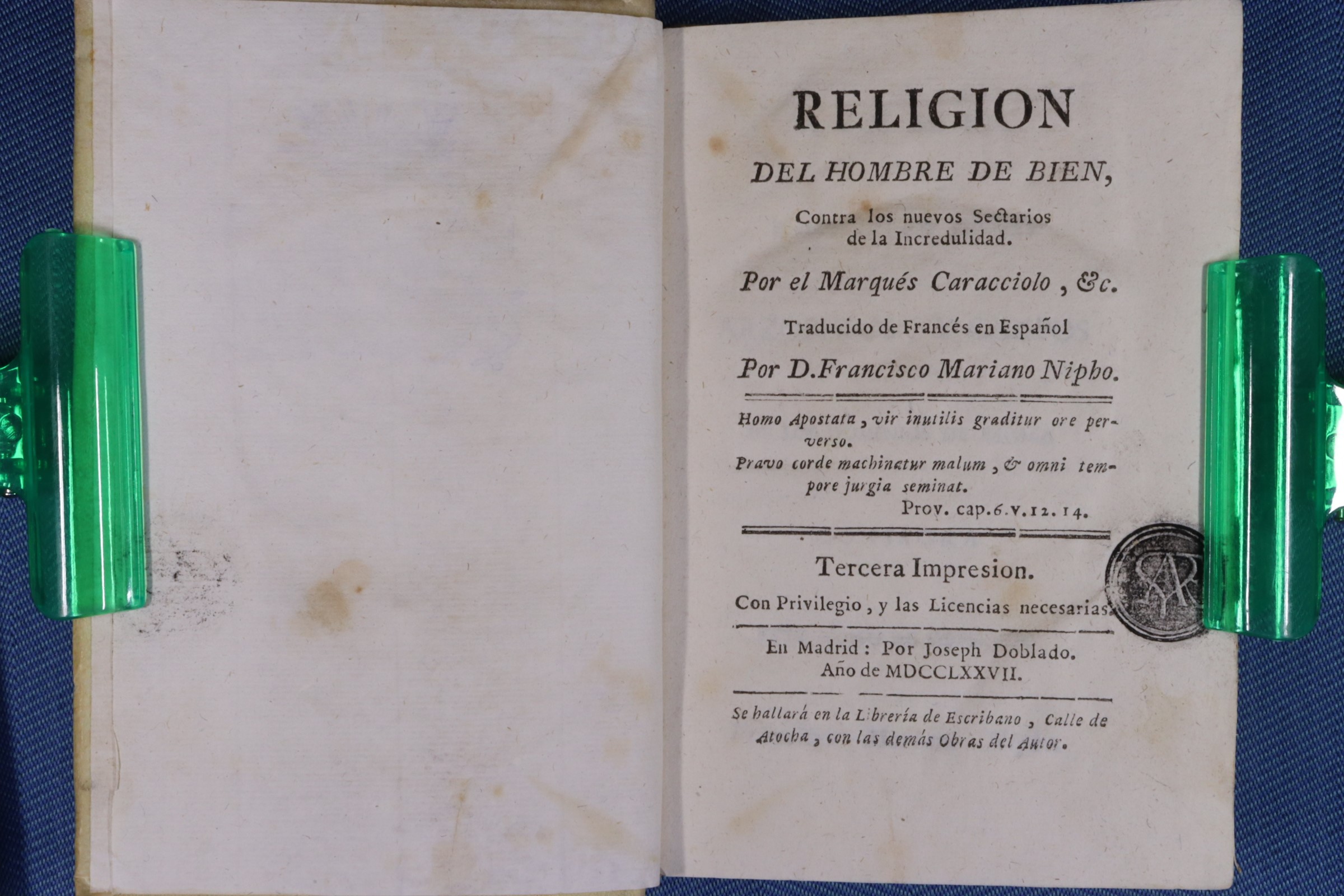 Antiguedades - LIBRO RELIGIÓN DEL HOMBRE DE BIEN. PERGAMINO. 1777 (T)