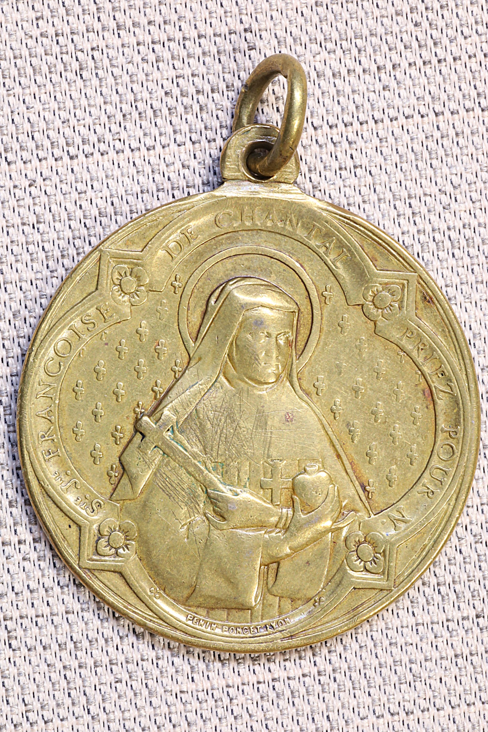 Antiguedades - MEDALLA SANTA FRANCISCA CHANTAL Y SAN FRANCISCO DE SALES. FIRMADA.