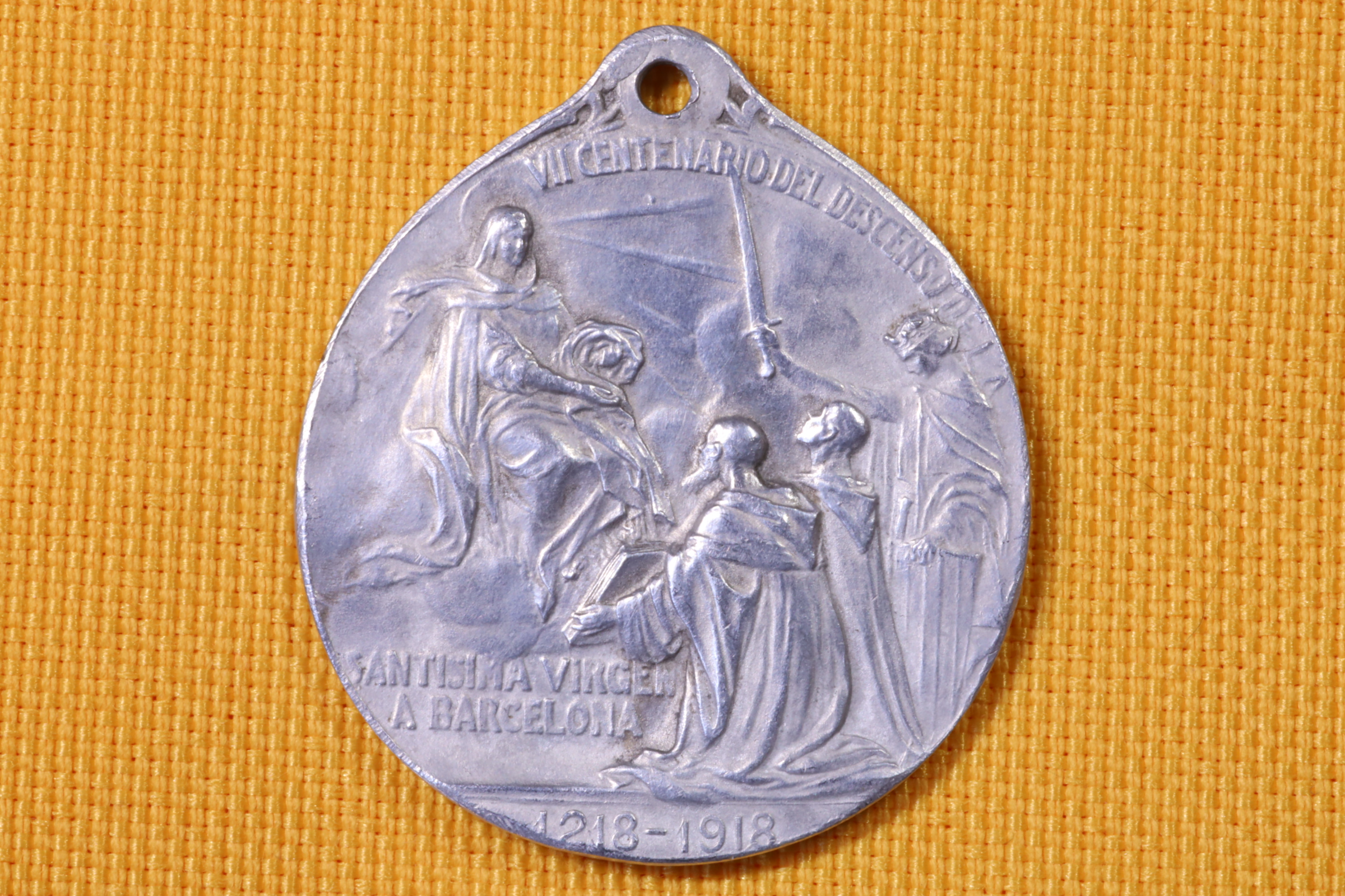 Antiguedades - MEDALLA VIRGEN DE BARCELONA. VII CENTENARIO DEL DESCENSO. 1218-1918. (T)