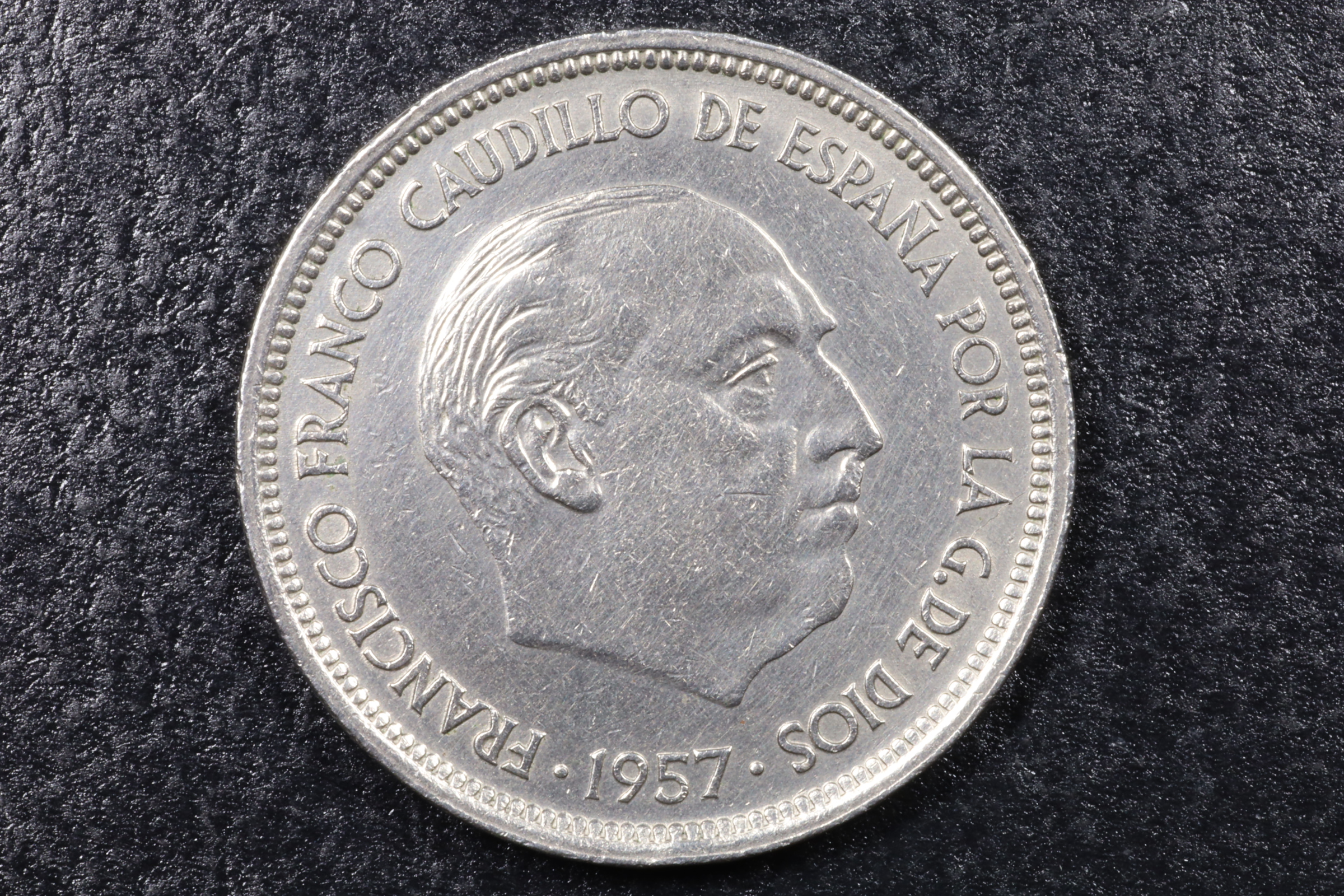 Antiguedades de franco 50 pesetas coin 1957 58 bc