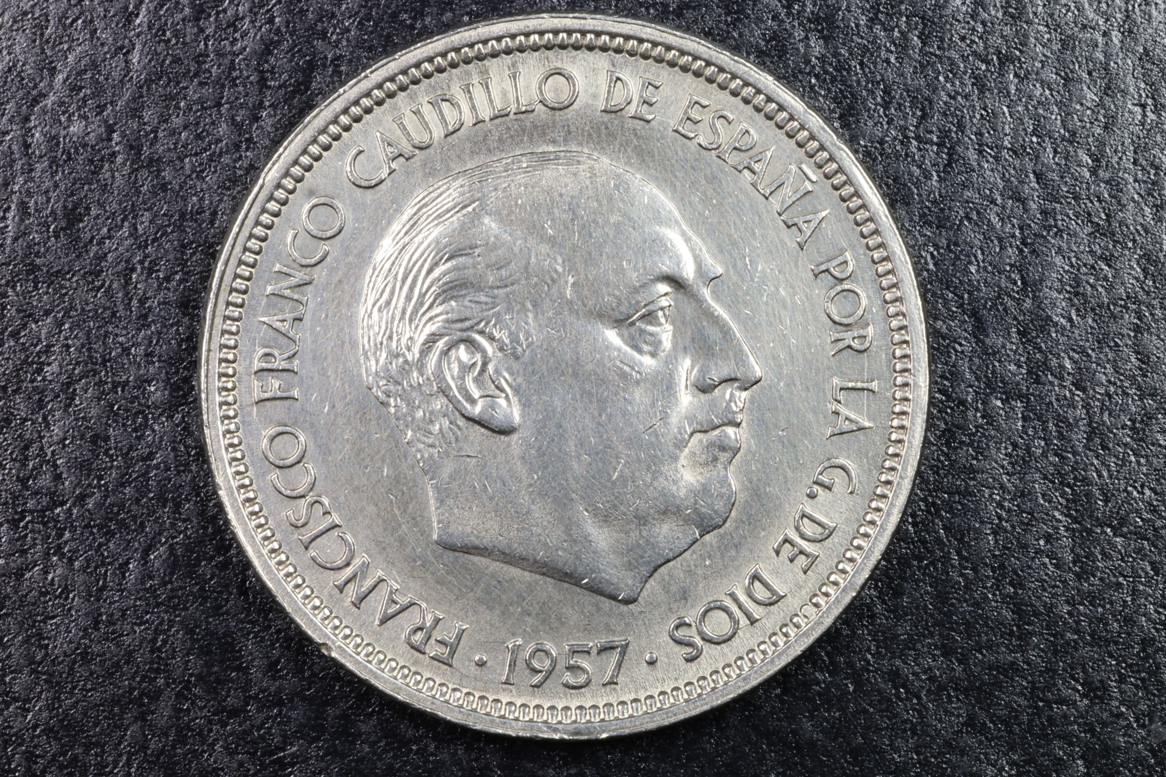 Antiques of franco 50 pesetas coin 1957 58 ebc