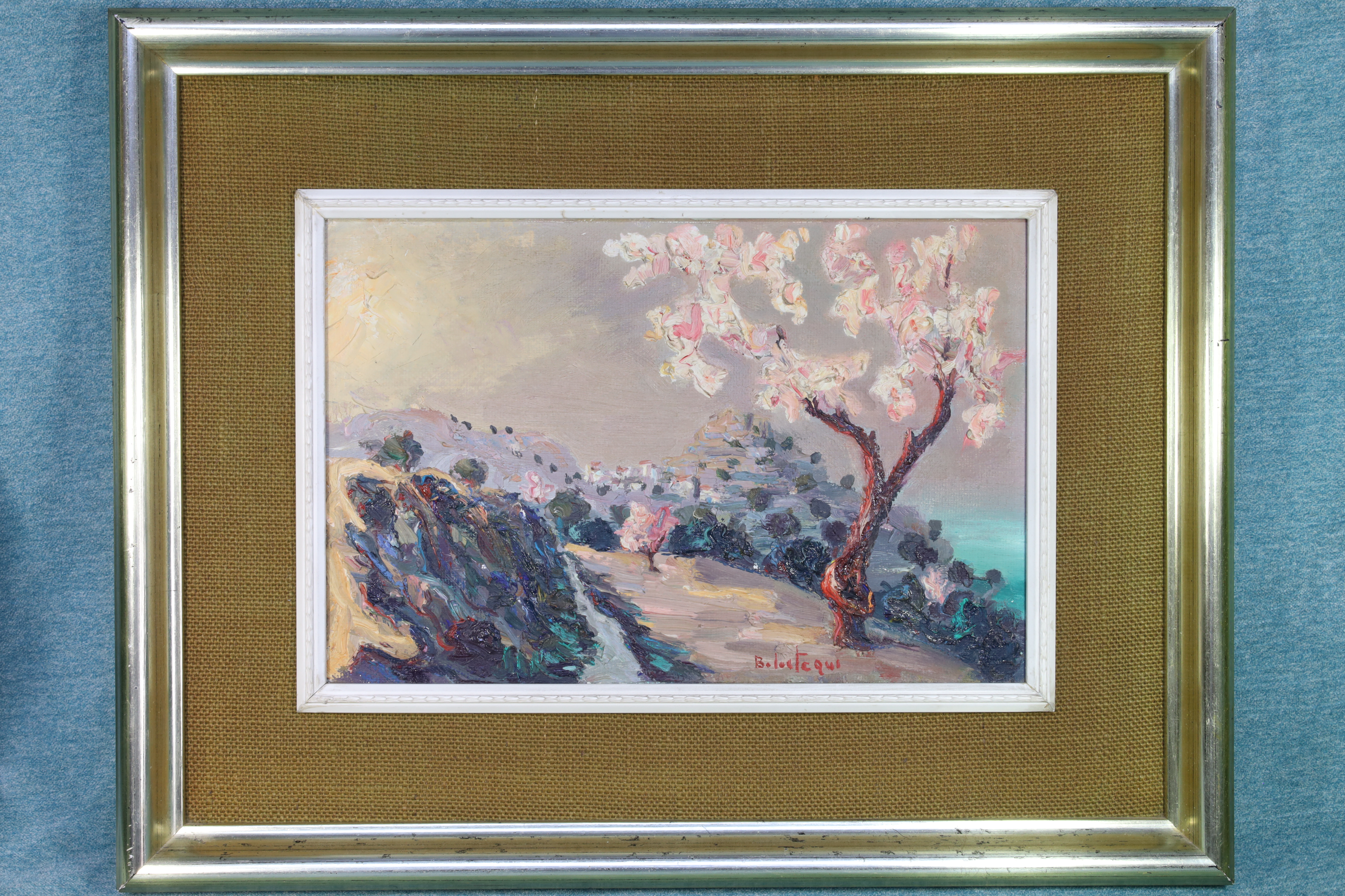Antiguedades - ÓLEO ALMENDROS EN FLOR. BUSOT. FIRMADO BALASTEGUI. 