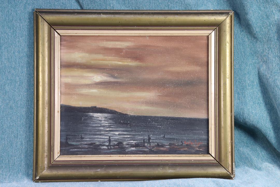 Antiguedades - ÓLEO AMANECER EN LA BAHÍA. BALASTEGUI. FIRMADO. (T)