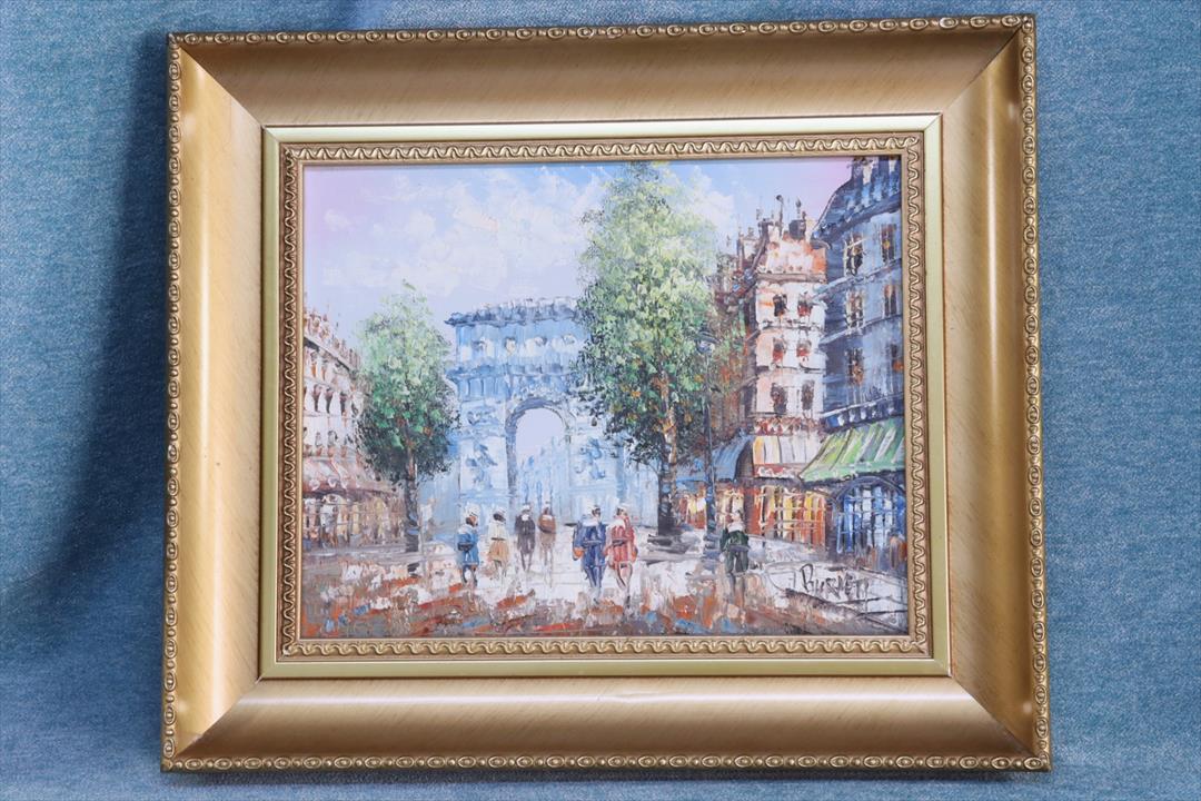 Antiguedades - ÓLEO ARCO DEL TRIUNFO. PARÍS. FIRMADO. CAROLINE BURNETT. (T)
