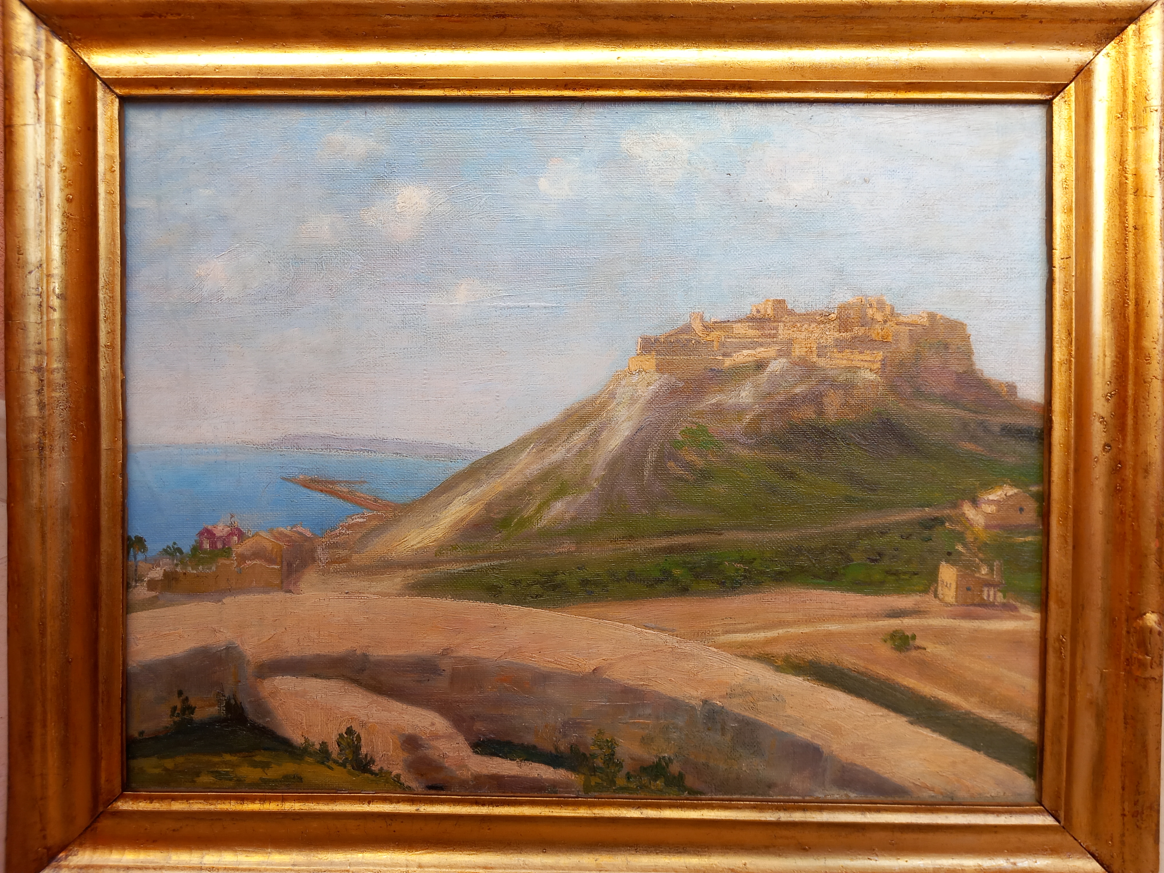 Antiques - OIL PAINTING CASTLE SANTA BÁRBARA ALICANTE. VARELA (T)