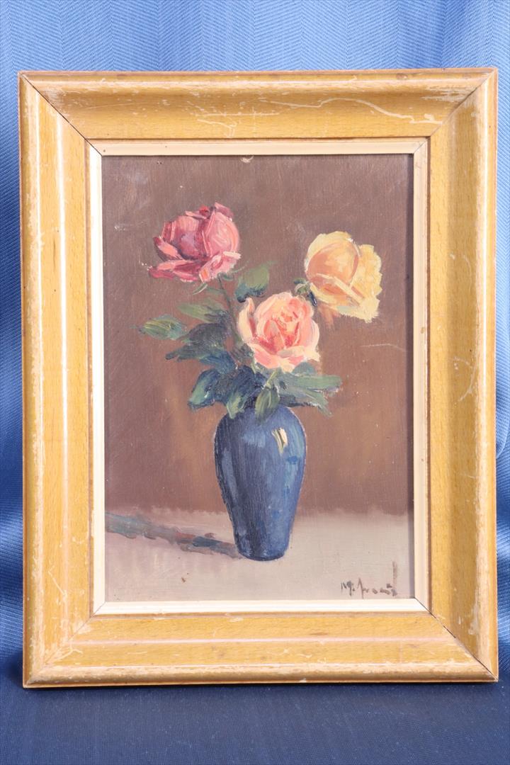 Antiguedades - ÓLEO JARRÓN CON FLORES. MELCHOR ARACIL. FIRMADO. (T)