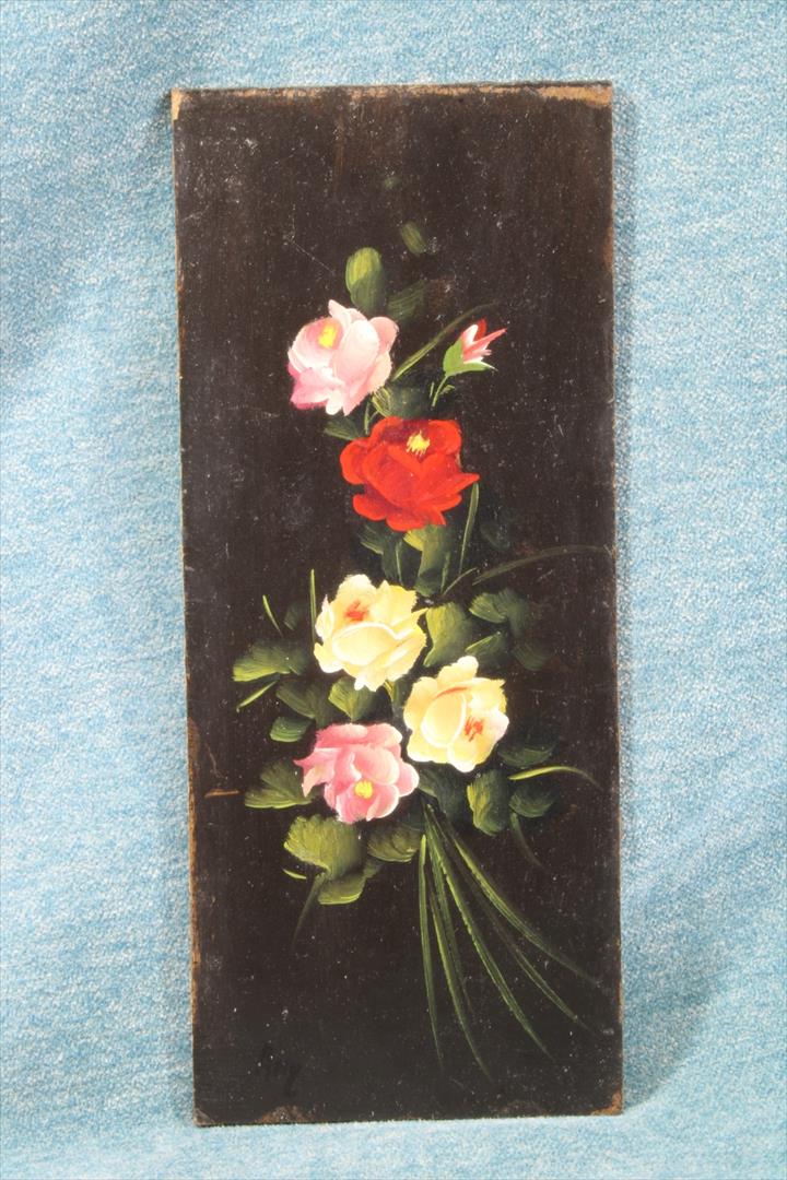 Antiguedades - ÓLEO ROSAS. PEQUEÑA TABLA DE CARTÓN PRENSADO. 4 (T)