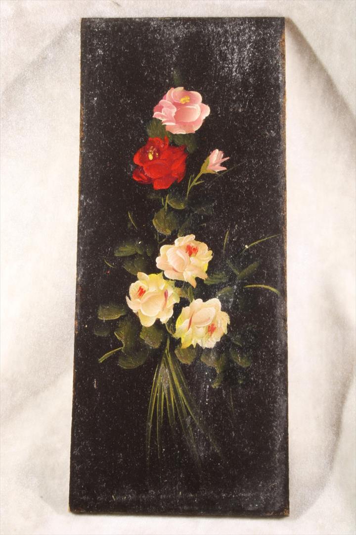 Antiguedades - ÓLEO ROSAS. PEQUEÑA TABLA DE CARTÓN PRENSADO. S. XX (T)