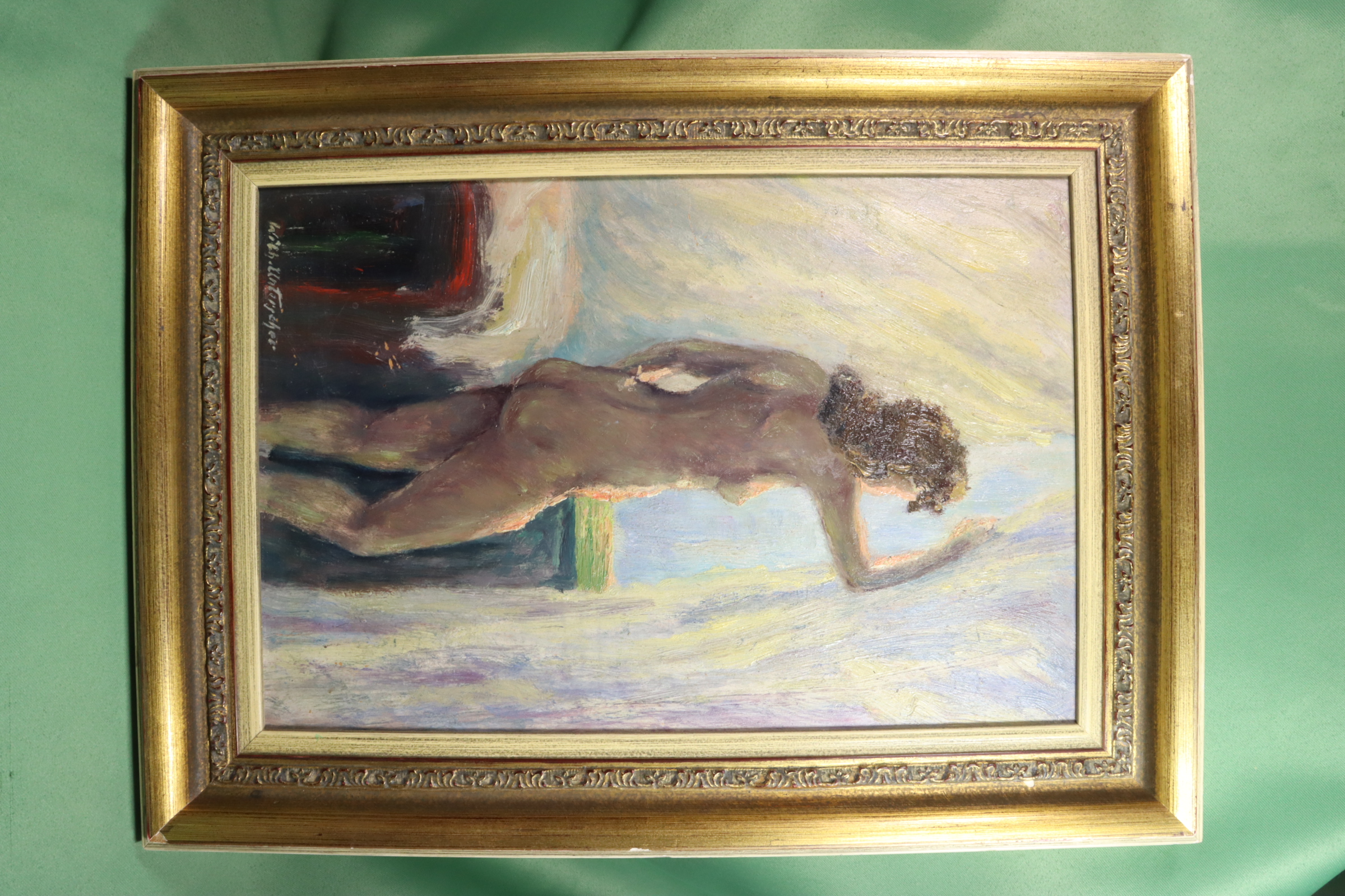 Antiguedades - ÓLEO SOBRE TABLA. CHICA DESNUDA A CONTRALUZ. S.XX