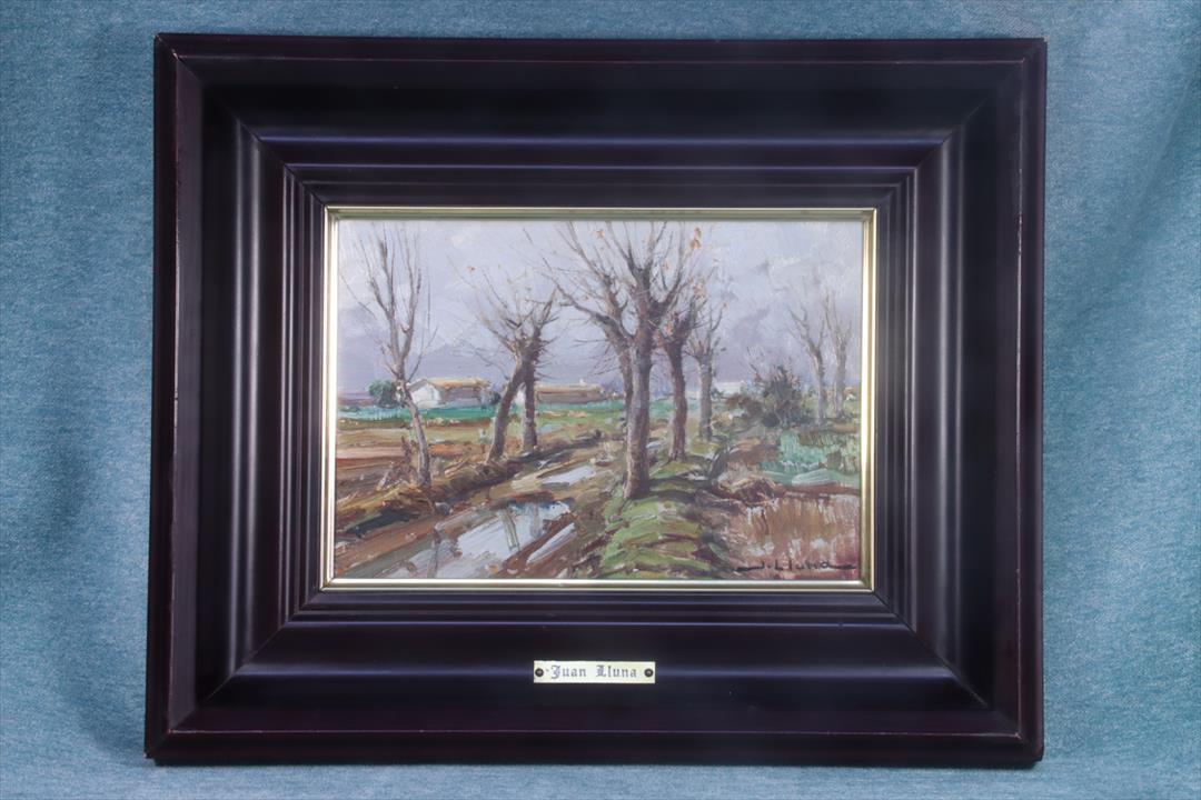 Antiguedades - ÓLEO SOBRE TABLA PAISAJE INVERNAL. JUAN LLUNA LERMA. FIRMADO. (T)