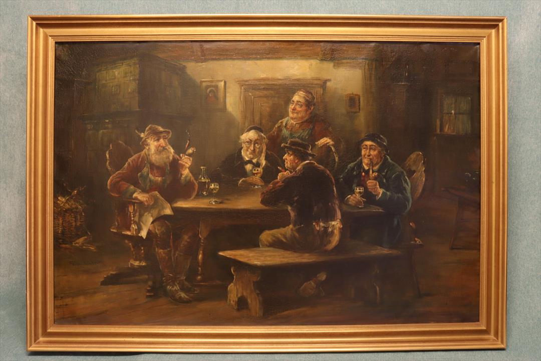 Antiguedades - ÓLEO SOBRE TELA. LA TABERNA. JOHANN FRIEDRICH FRICK (T)