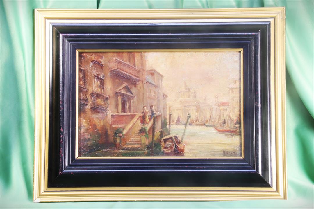 Antiguedades - ÓLEO VISTA DE VENECIA. FIRMADO MINAVET. S.XX (T)