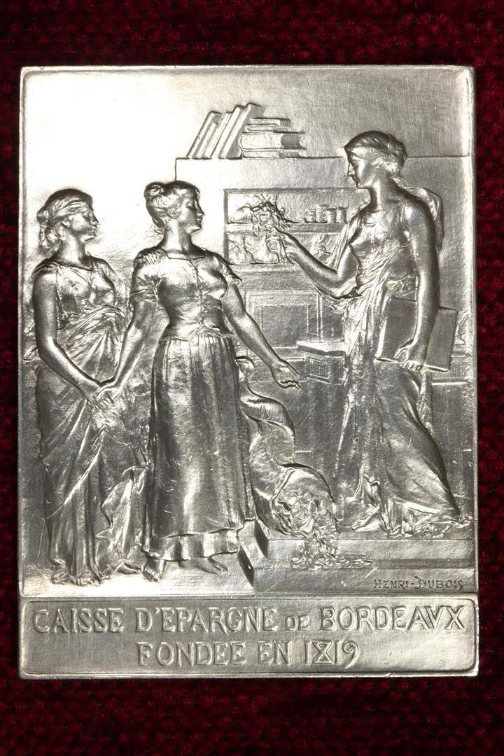 Antiguedades de placa caja de ahorros burdeos fundada en henri dubois
