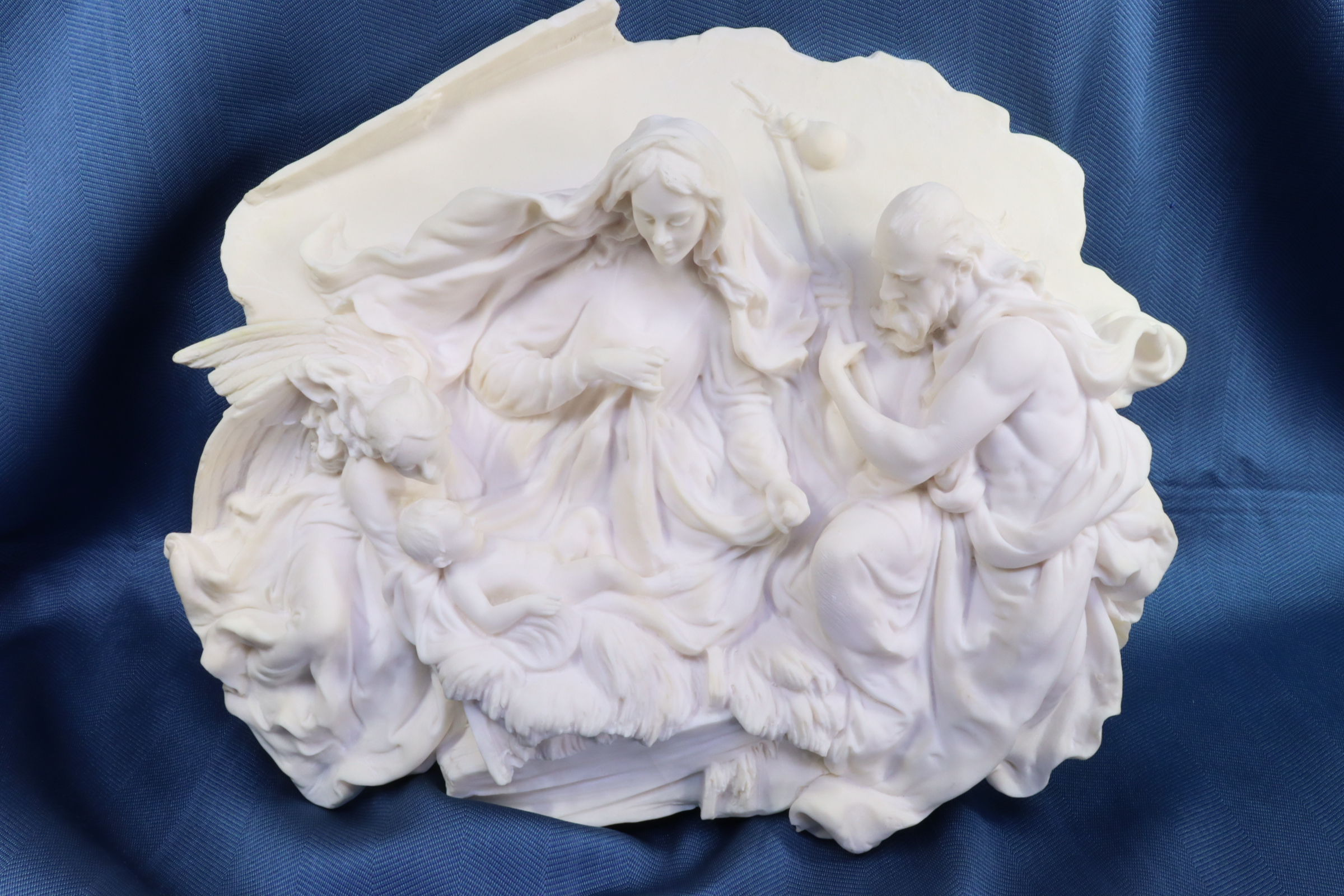 Antiguedades - PLACA DE RESINA. ALTORRELIEVE NACIMIENTO CON ÁNGEL.