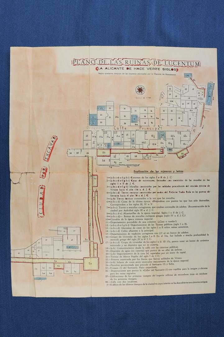 Antiguedades - PLANO RUINAS LUCENTUM. ALICANTE HACE VEINTE SIGLOS. S.XX (T)