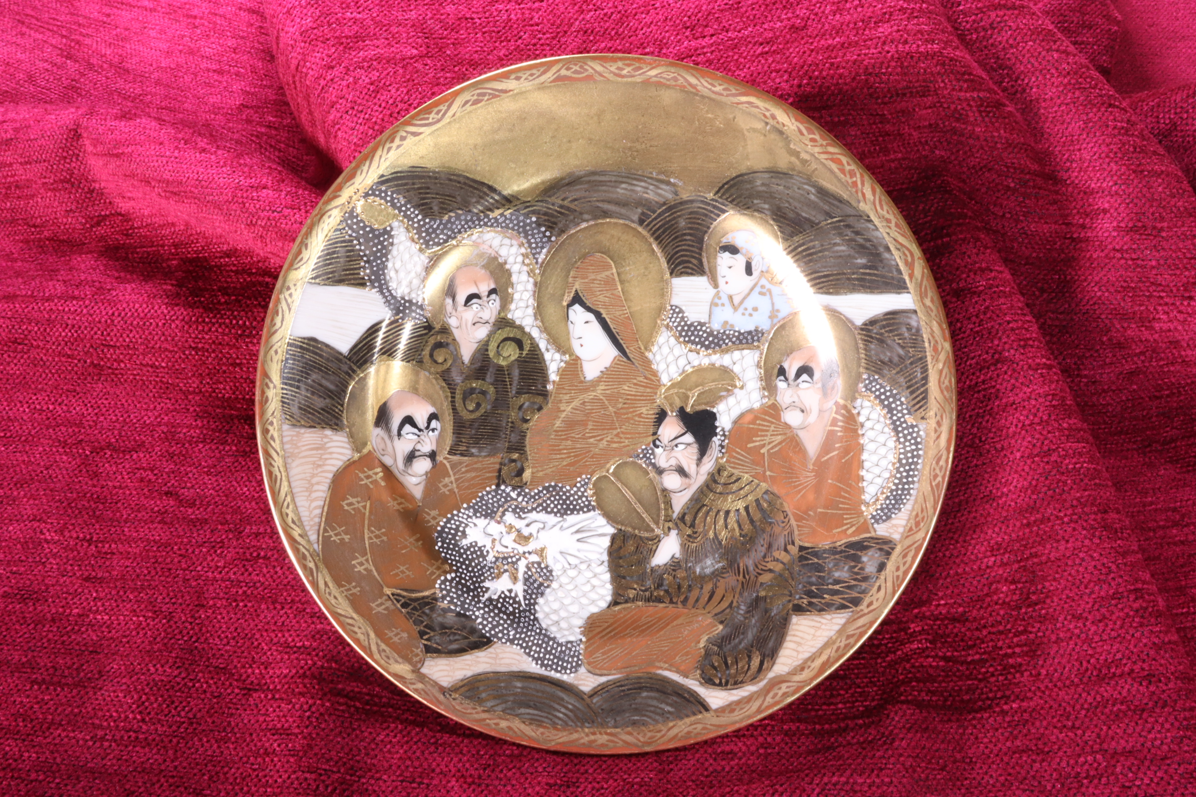 Antiguedades - PLATO PORCELANA MEDIANO SATSUMA. JAPONÉS. TAISHO. 6