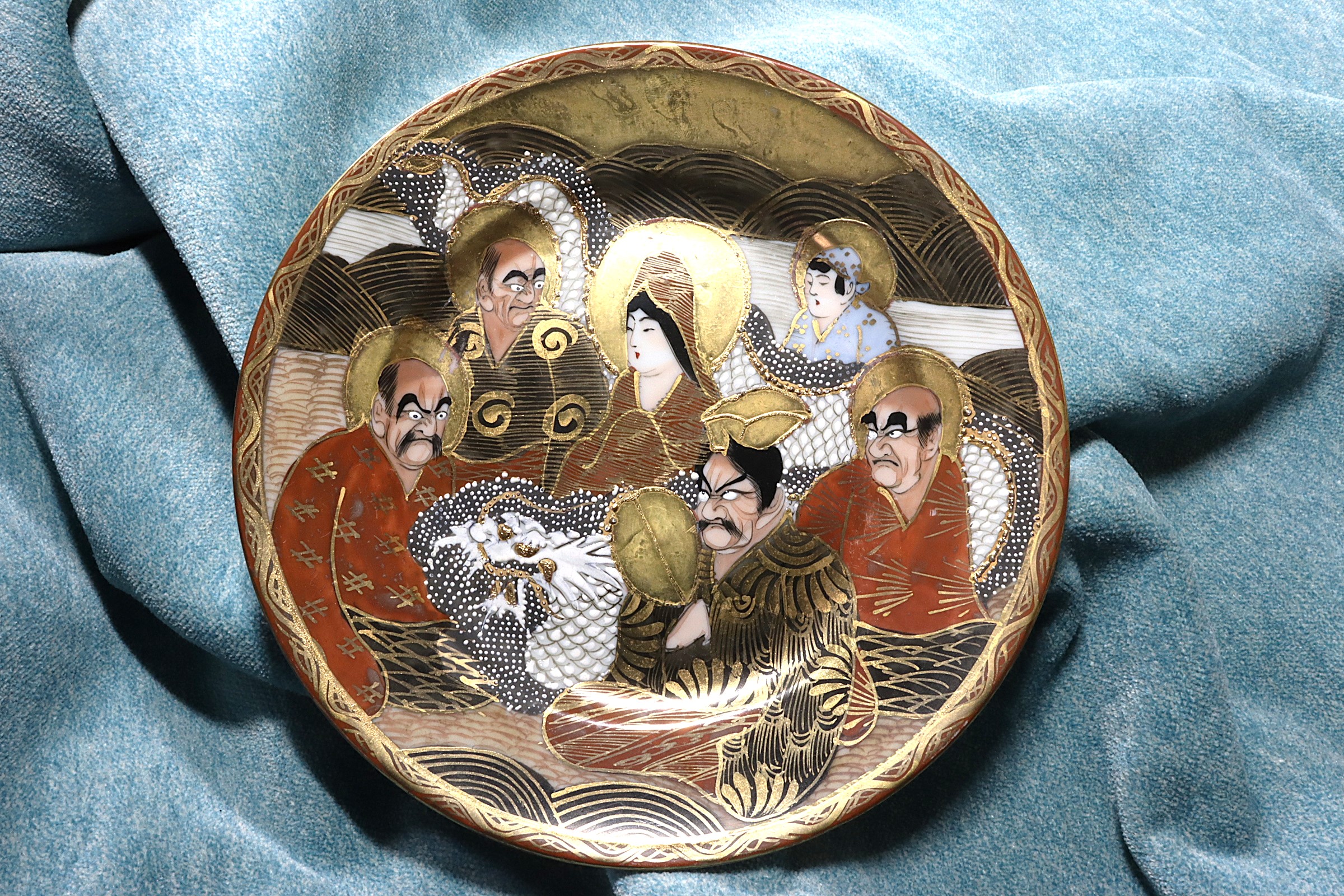 Antiguedades - PLATO PORCELANA MEDIANO SATSUMA. JAPONÉS. TAISHO. 8