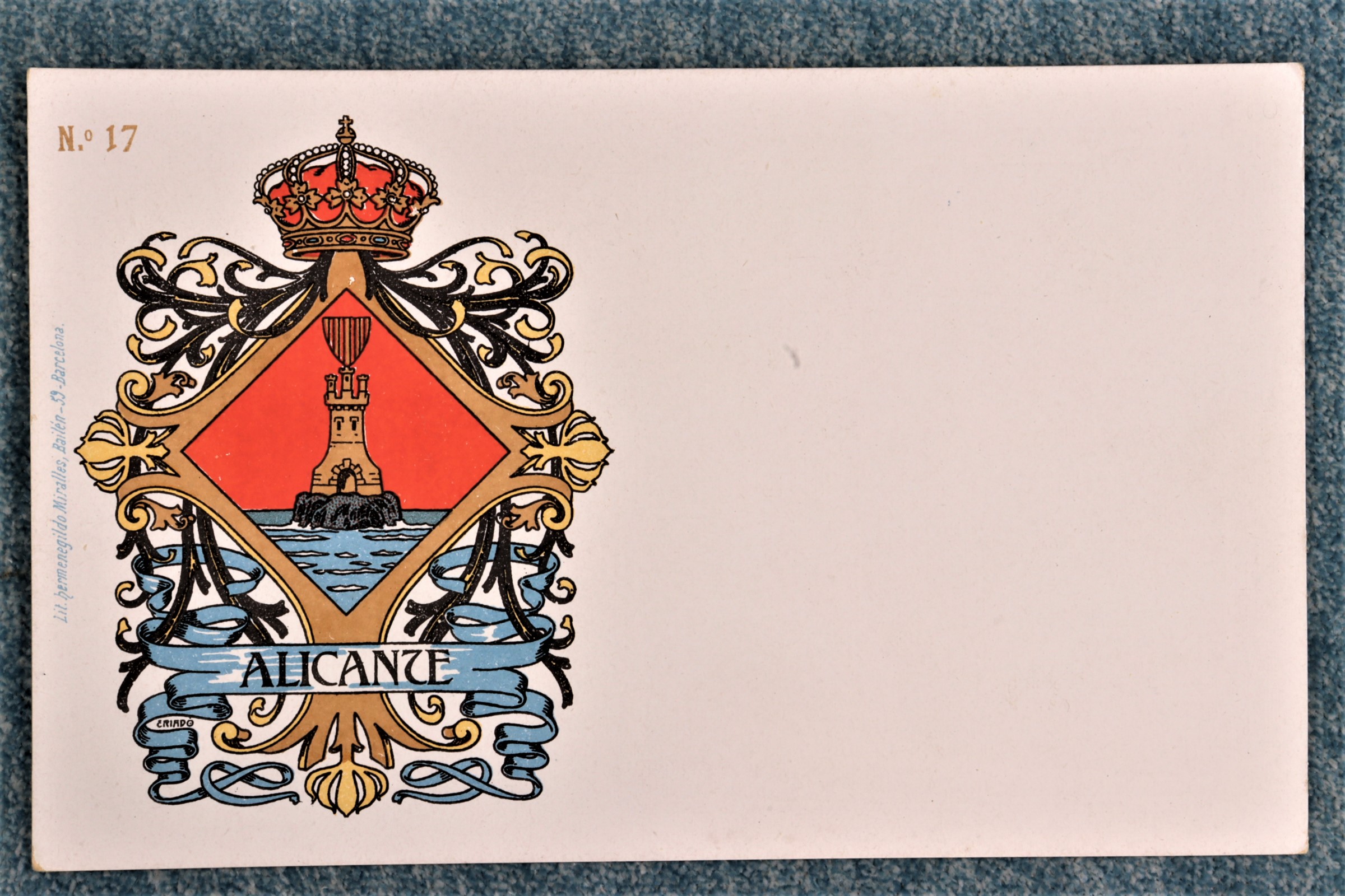 Antiguedades - POSTAL ESCUDO ALICANTE. N º 17. SIN USAR. (T)