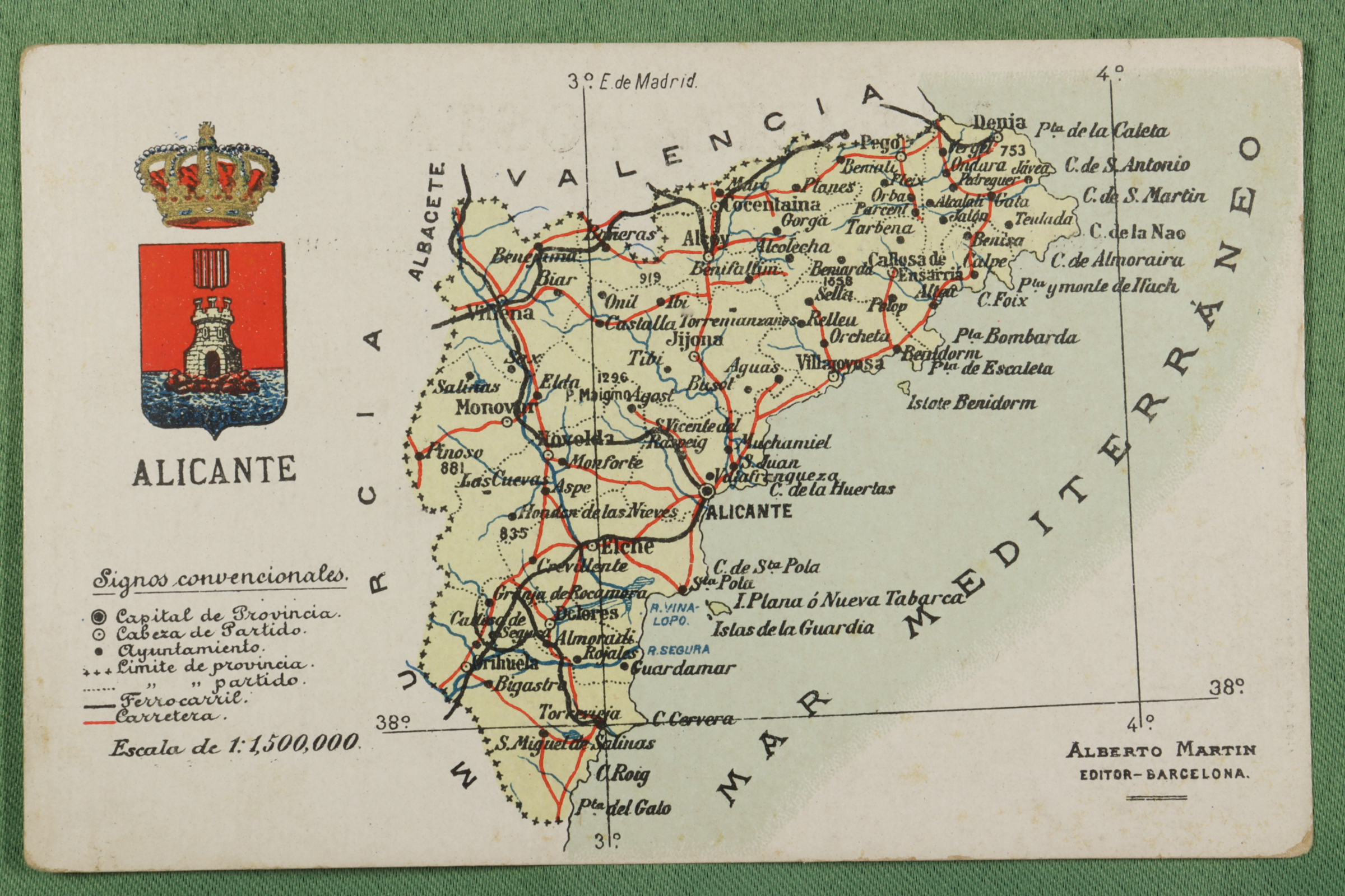 Antiguedades - POSTAL PROVINCIA DE ALICANTE. ALBERTO MARTÍN. (T)